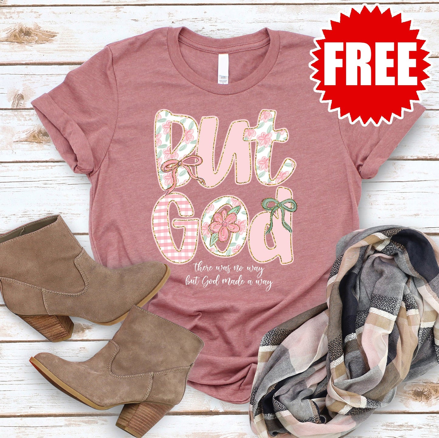 But God Tee - Heather Mauve - 0