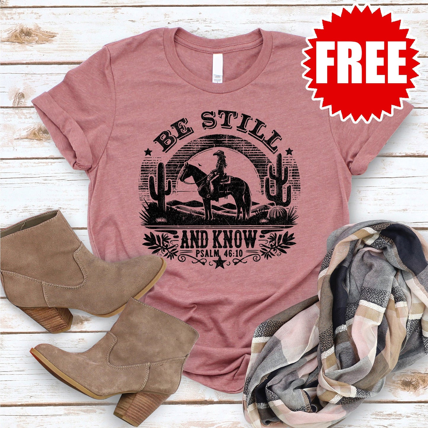 Be Still And Know Tee - Heather Mauve - 0