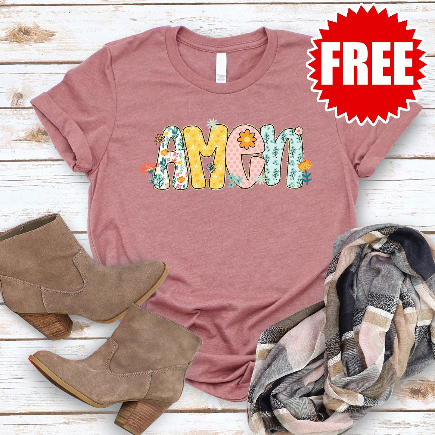 Amen Tee - Heather Mauve - 0