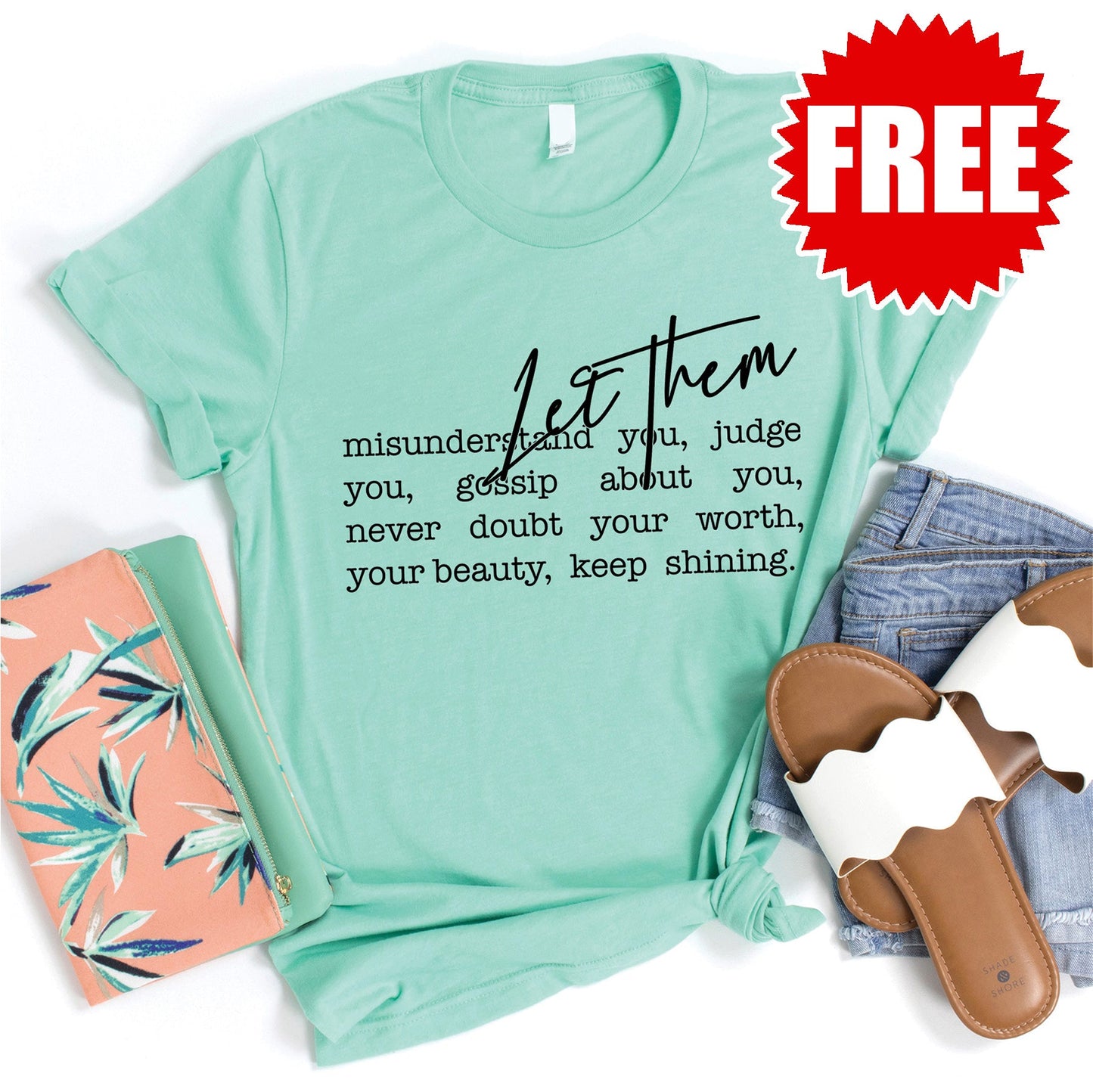 Let Them Tee - Heather Mint - 0
