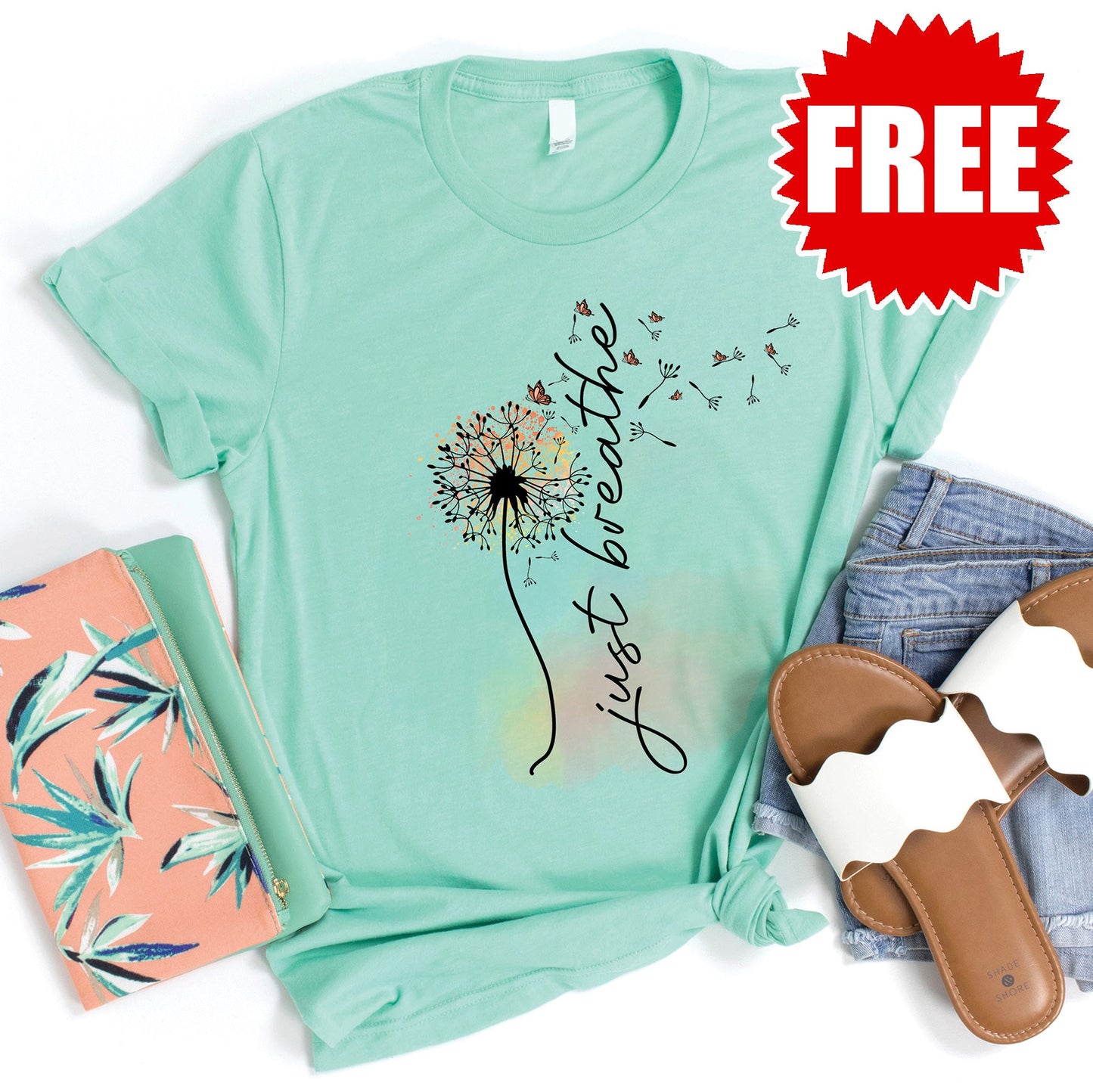 Just Breathe Tee - Heather Mint - 0