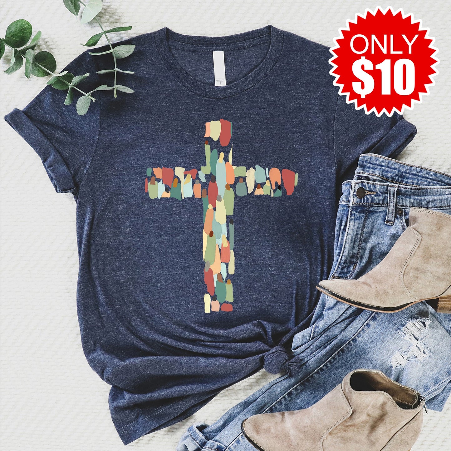 Cross Tee - Heather Navy
