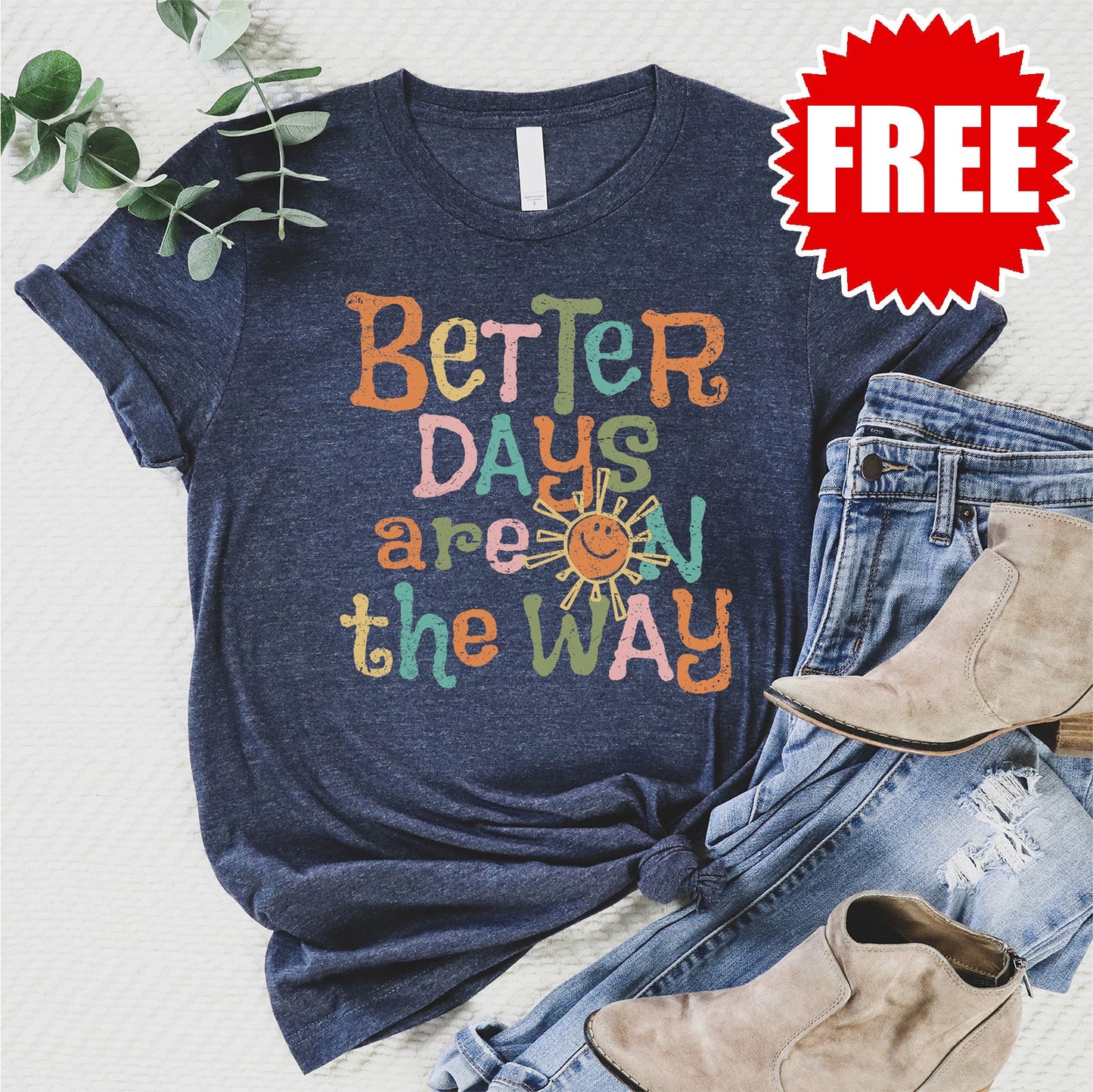Better Days Tee - Heather Navy - 0 Style001