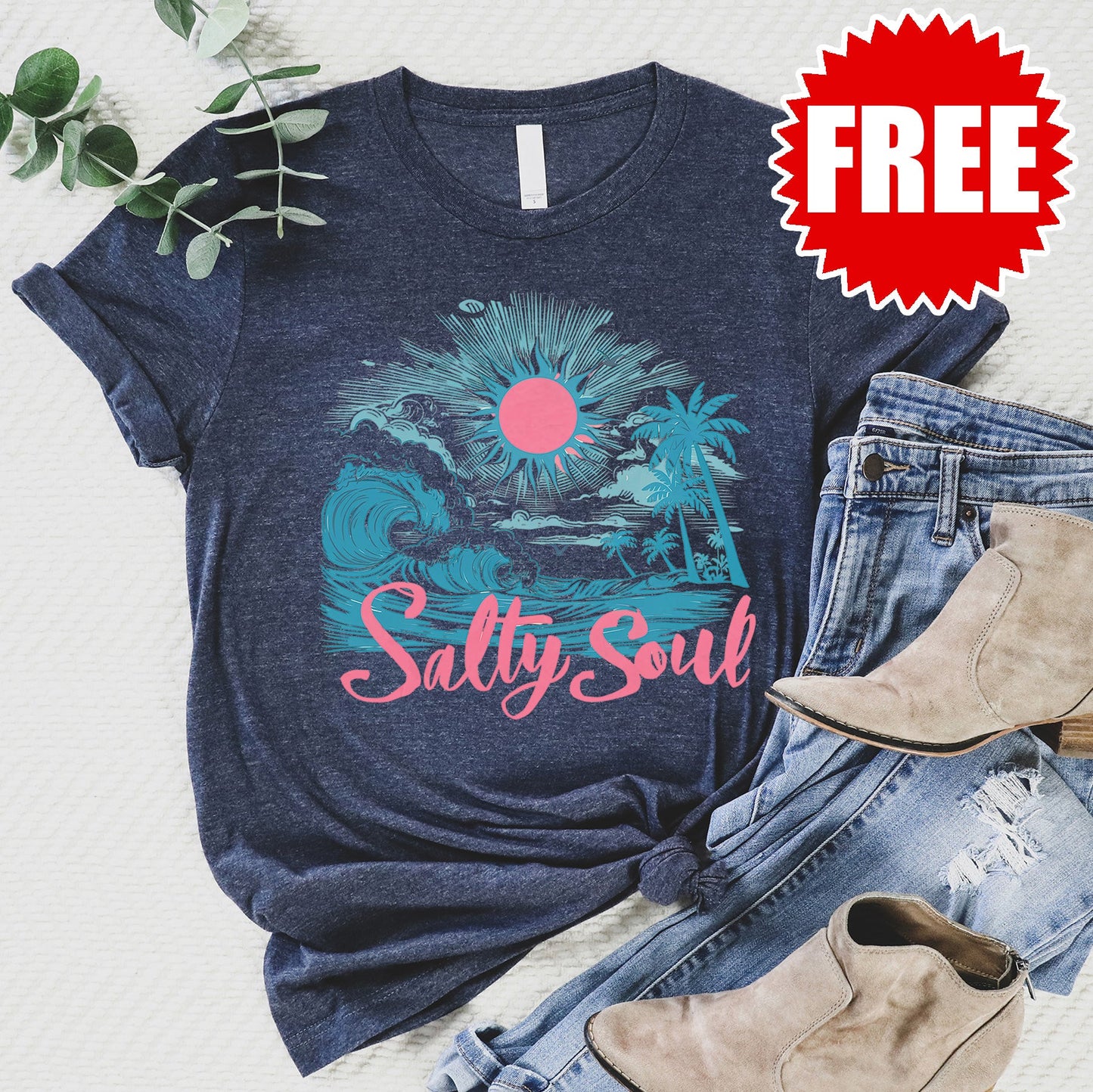 Salty Soul Tee - Heather Navy - 0