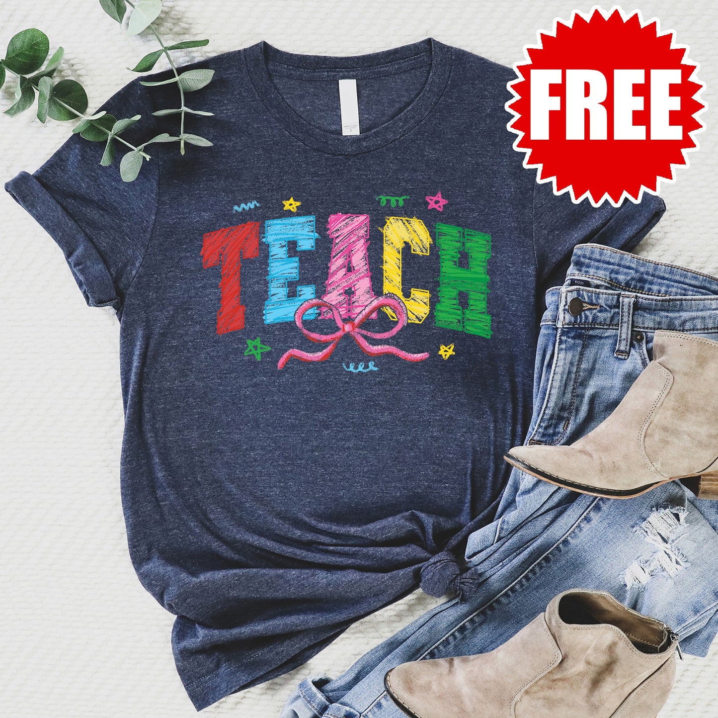 Teach Sketch Tee - Heather Navy - FREE