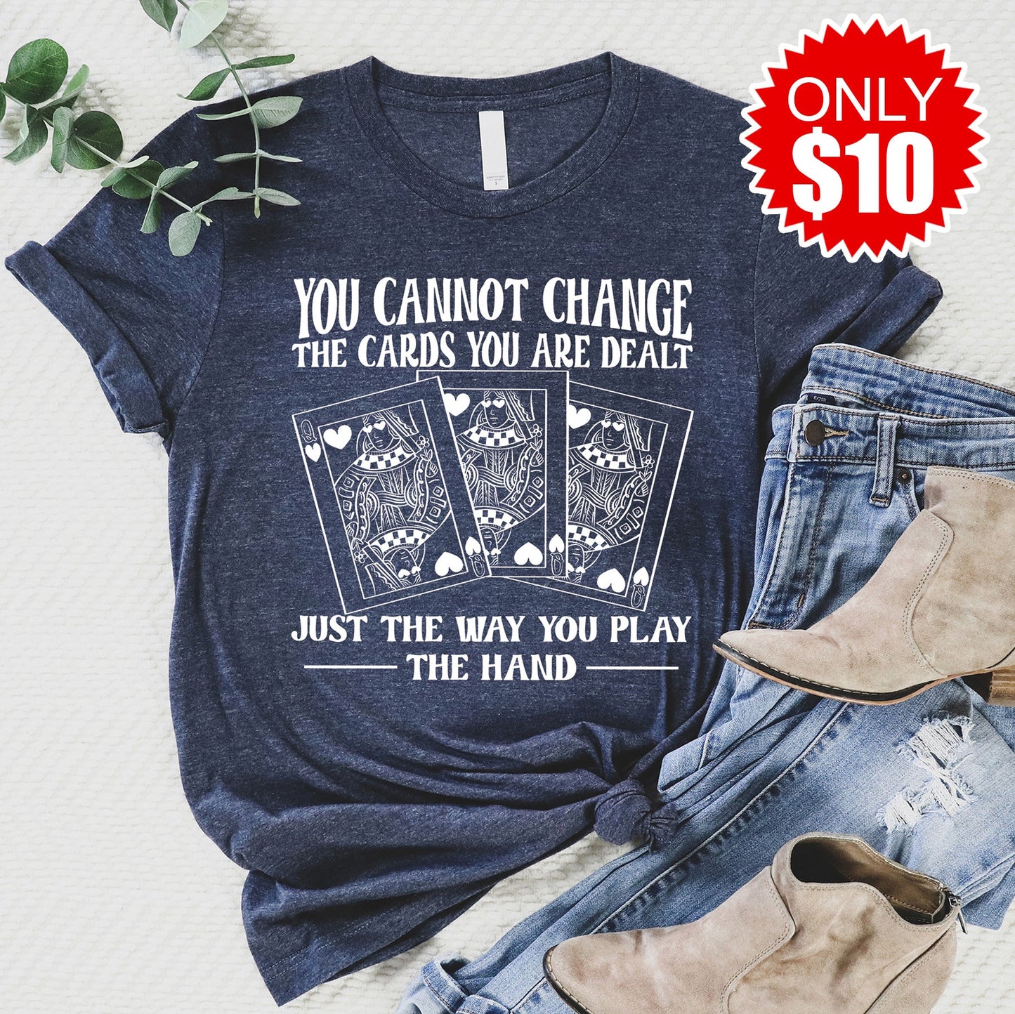 Play the Hand Tee - Heather Navy