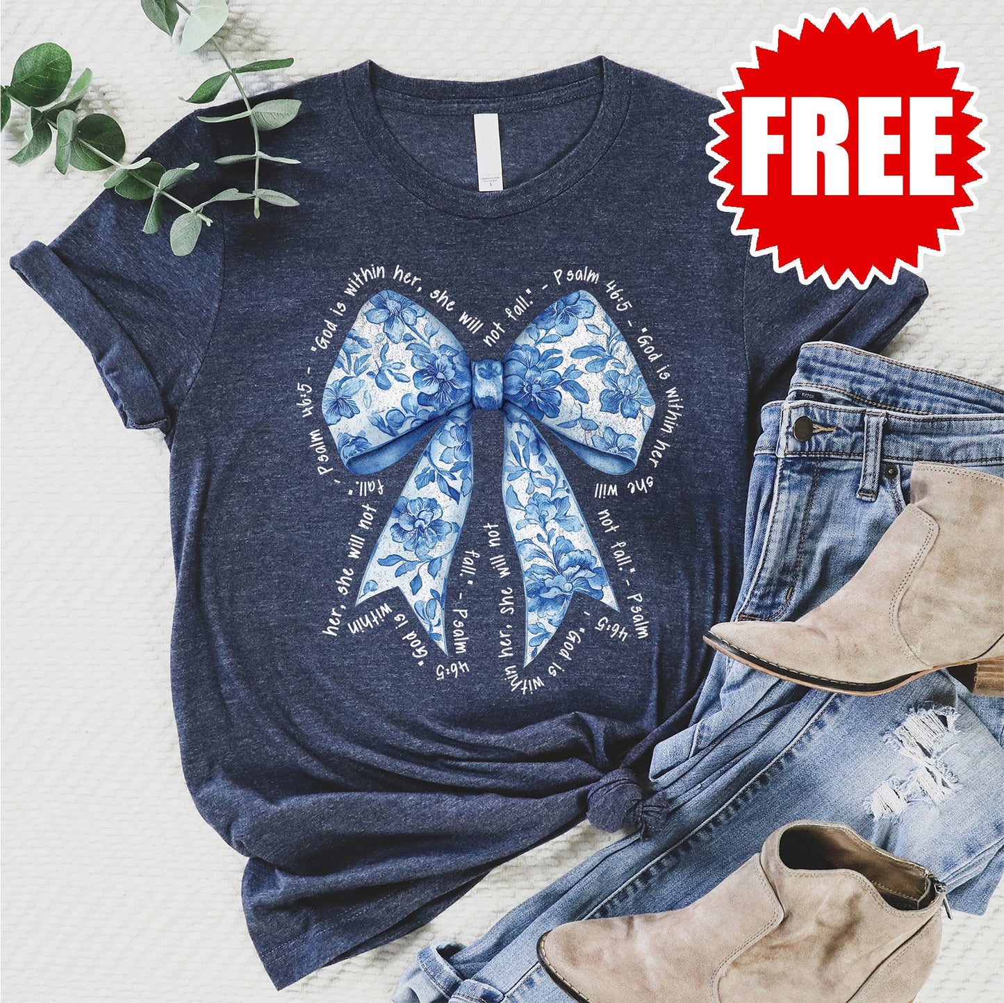 God Is Within Her Tee - Heather Navy - 0