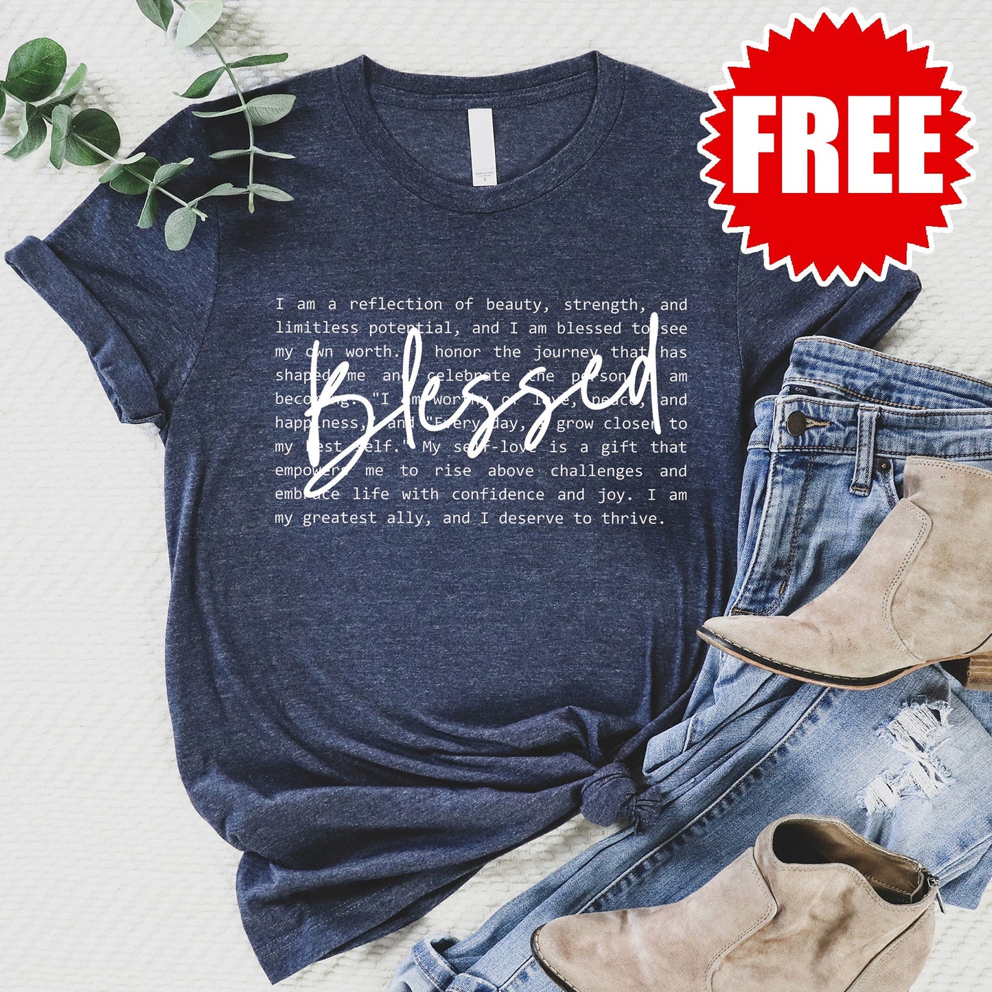 Blessed Tee - Heather Navy Style001