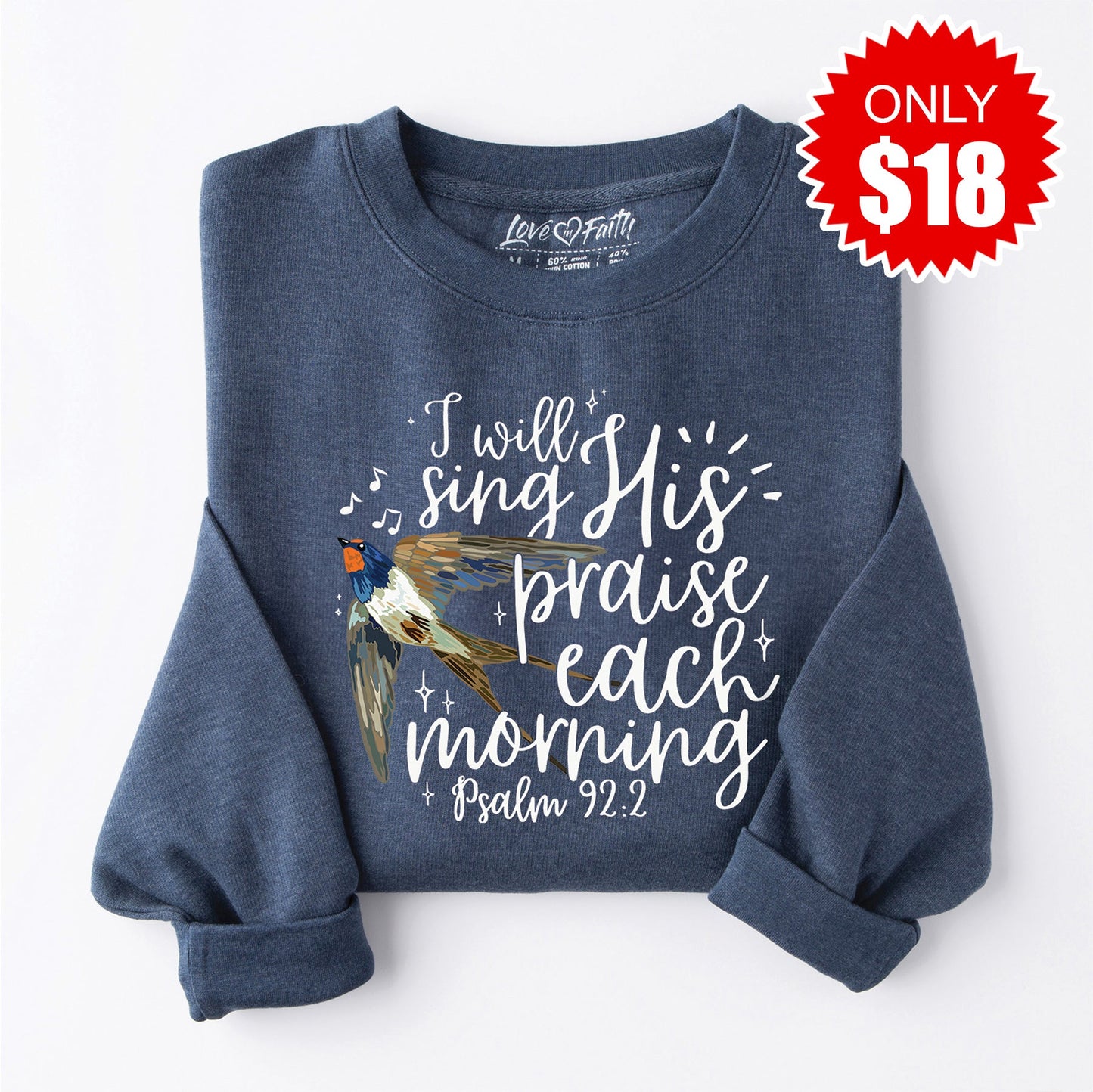 Sing His Praise Sweatshirt - Heather Navy - 18