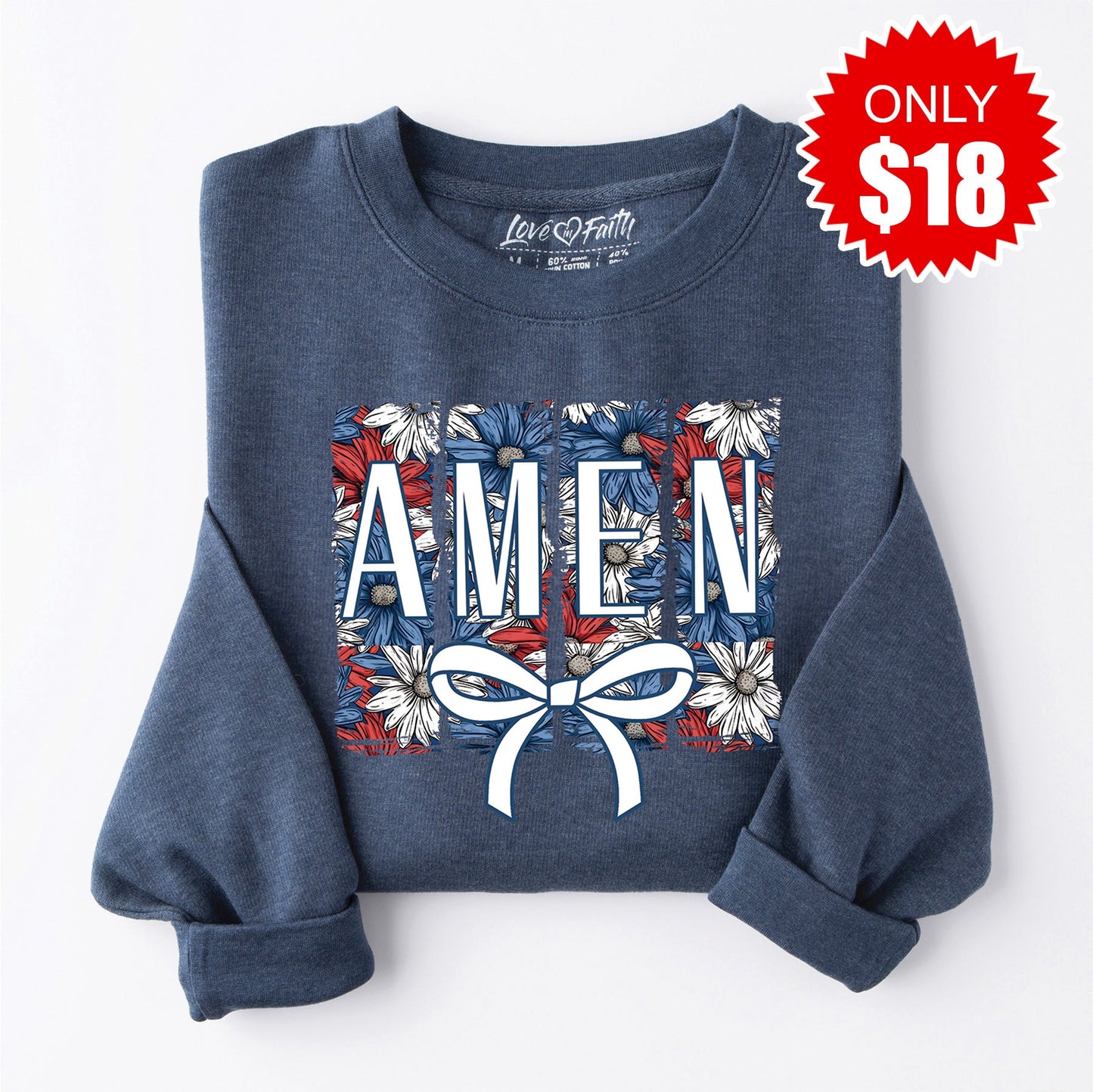 Amen Floral Sweatshirt - Heather Navy - 18