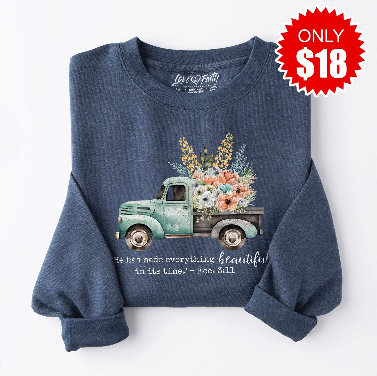 Beautiful In Its Time Sweatshirt - Heather Navy - 18