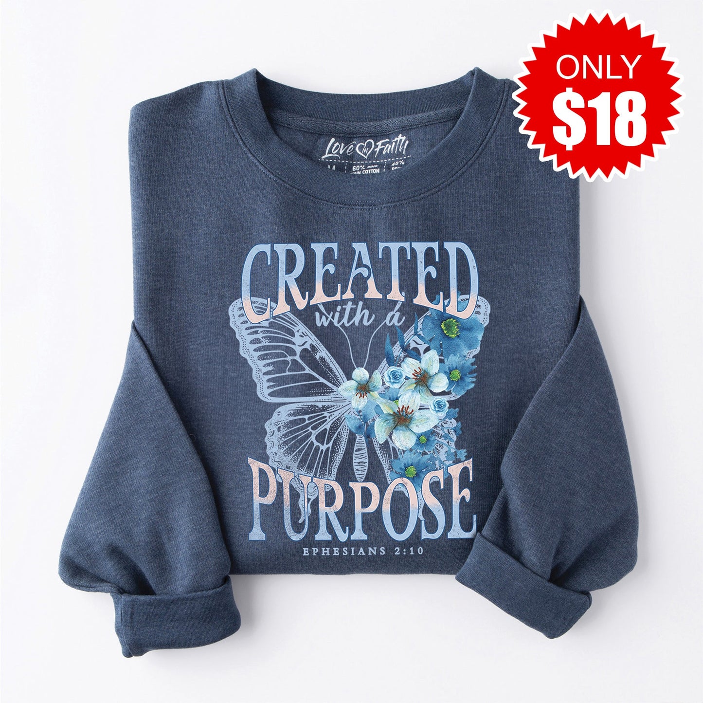Created With A Purpose Sweatshirt - Heather Navy - 18
