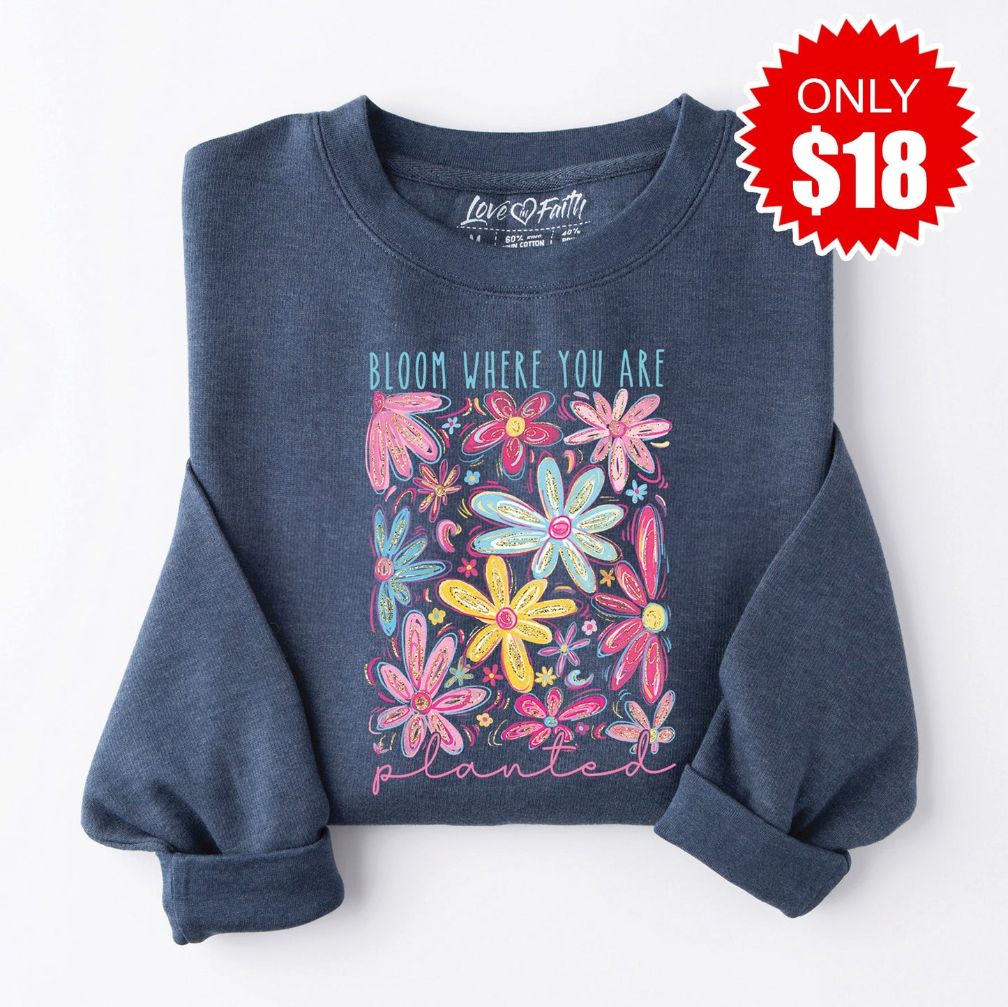 Bloom Sweatshirt - Heather Navy - 18