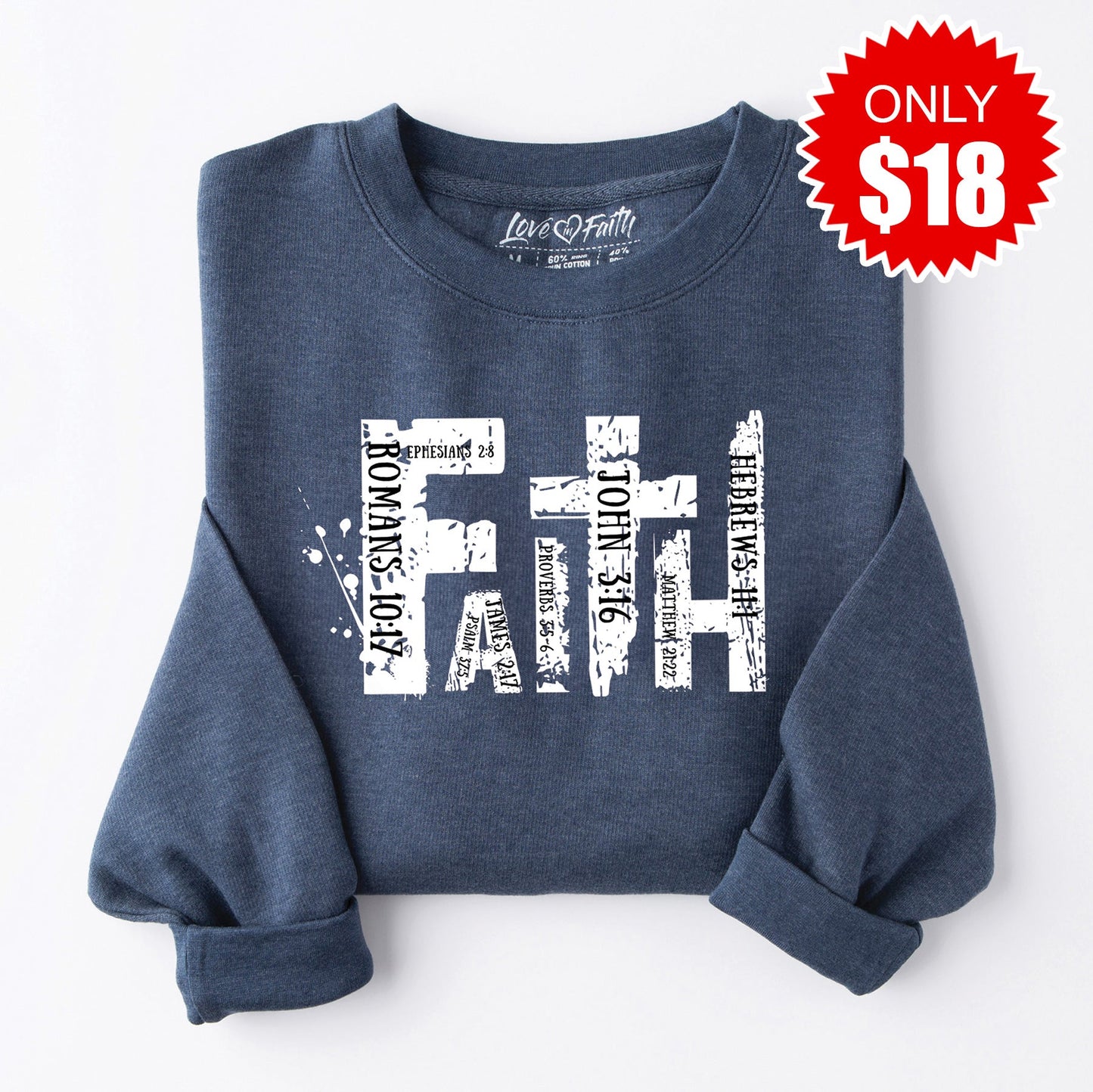 Faith Crewneck Sweatshirt - Heather Navy Style001