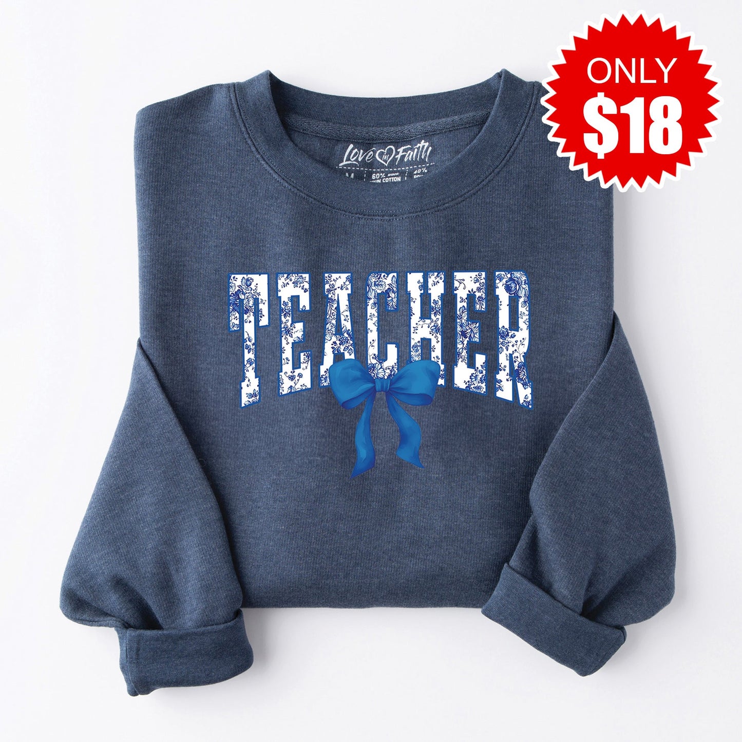 Teacher Varsity Sweatshirt - Heather Navy - 18