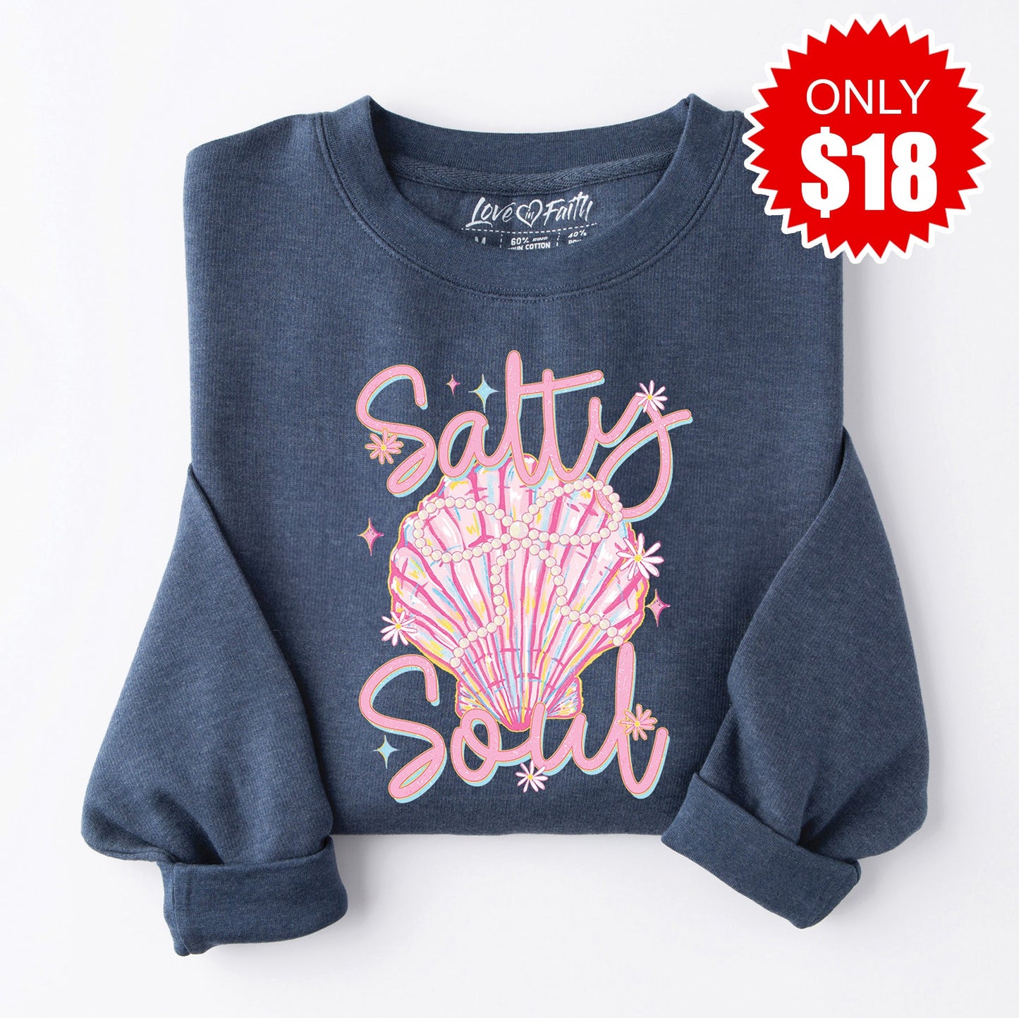 Salty Soul Sweatshirt - Heather Navy - 18