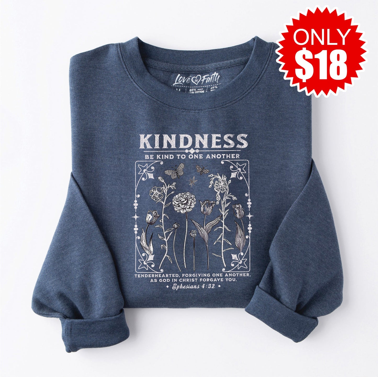 Kindness Crewneck Sweatshirt - Heather Navy