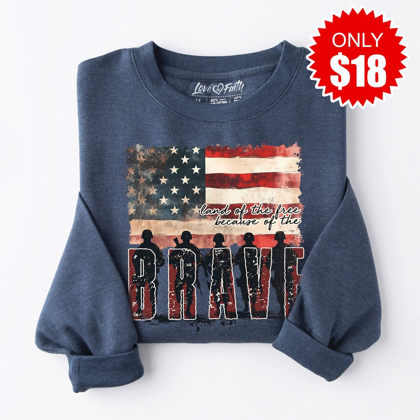 Land Of The Free Sweatshirt - Heather Navy - 18