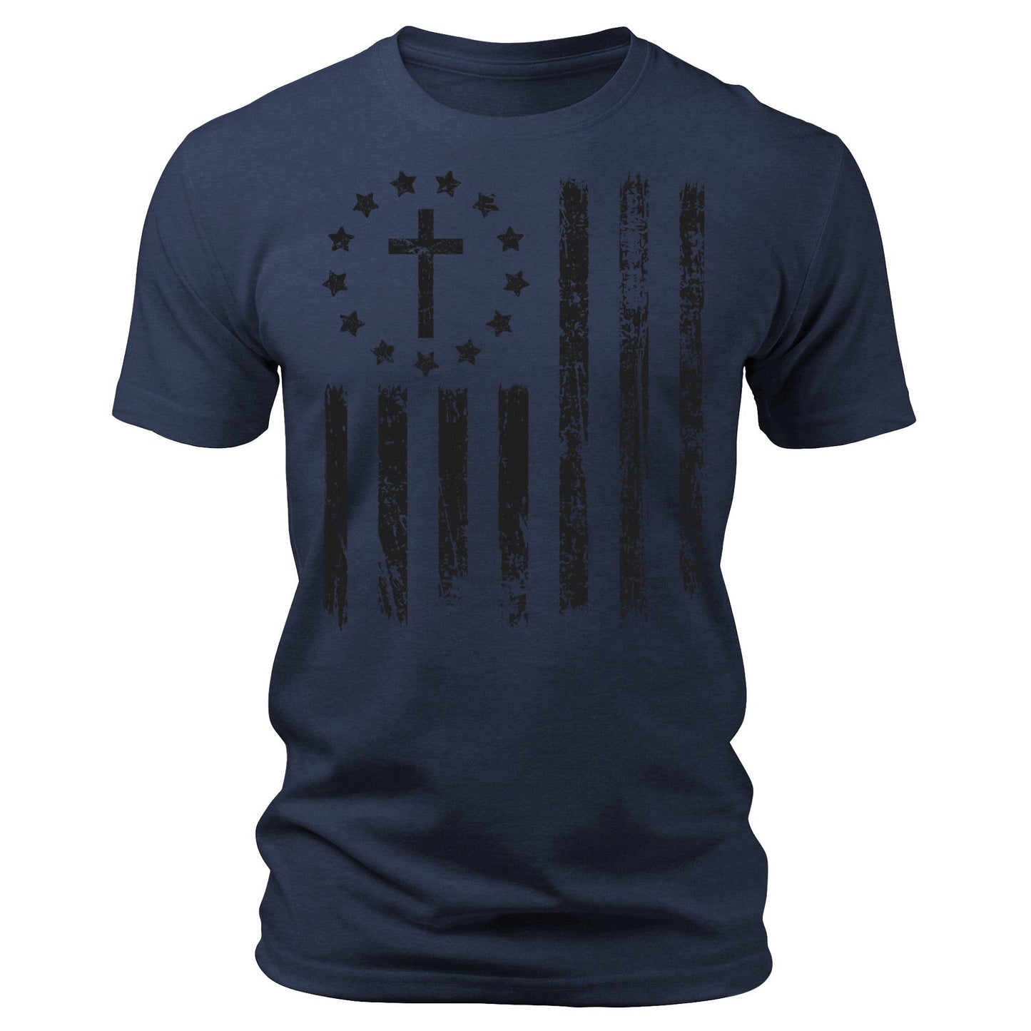 Men's Cross Flag T-Shirts Patriotic Short Sleeve Crewneck Graphic Tees
