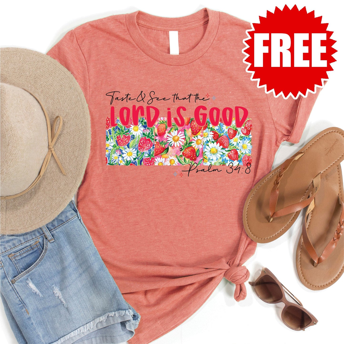 Lord is Good Tee - Heather Papaya - 0