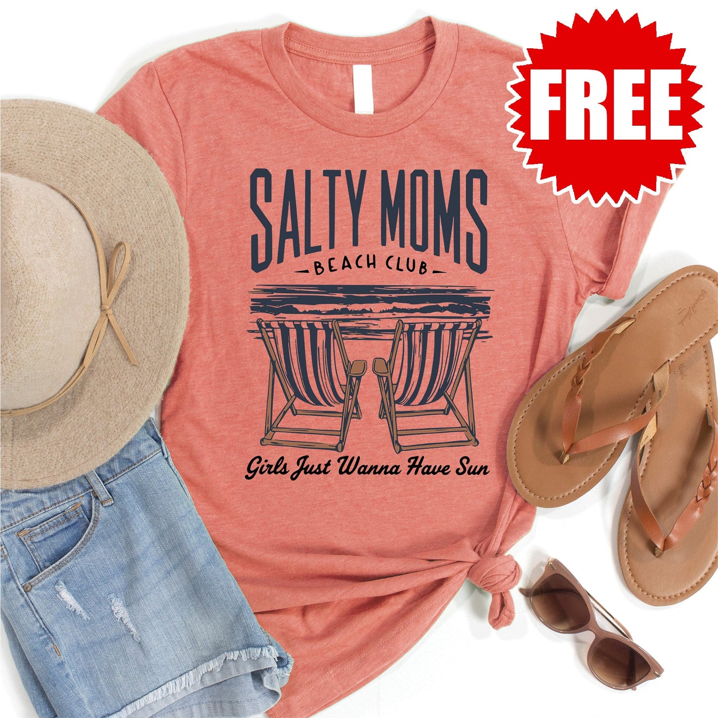 Salty Moms Tee - Heather Papaya - 0