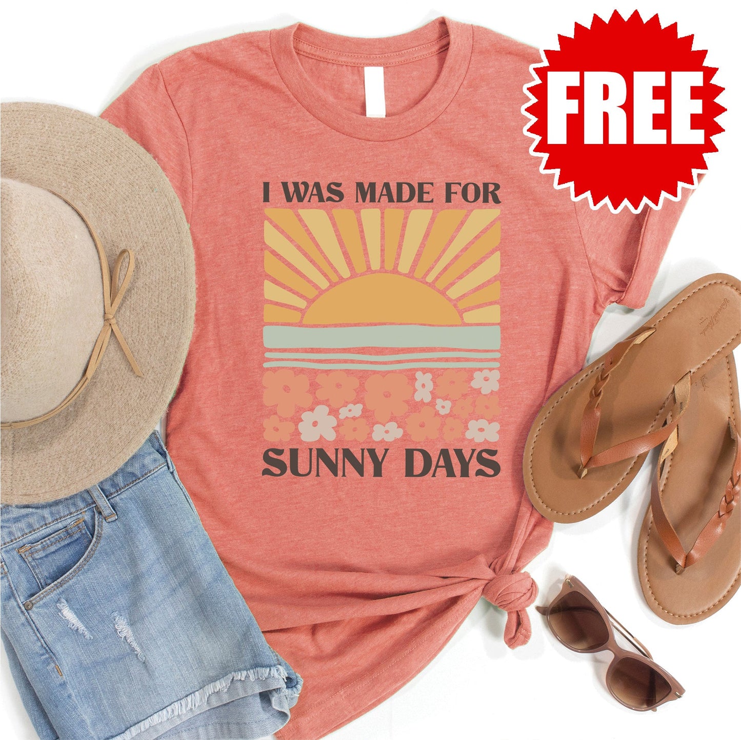 Sunny Days Tee - Heather Papaya - 0