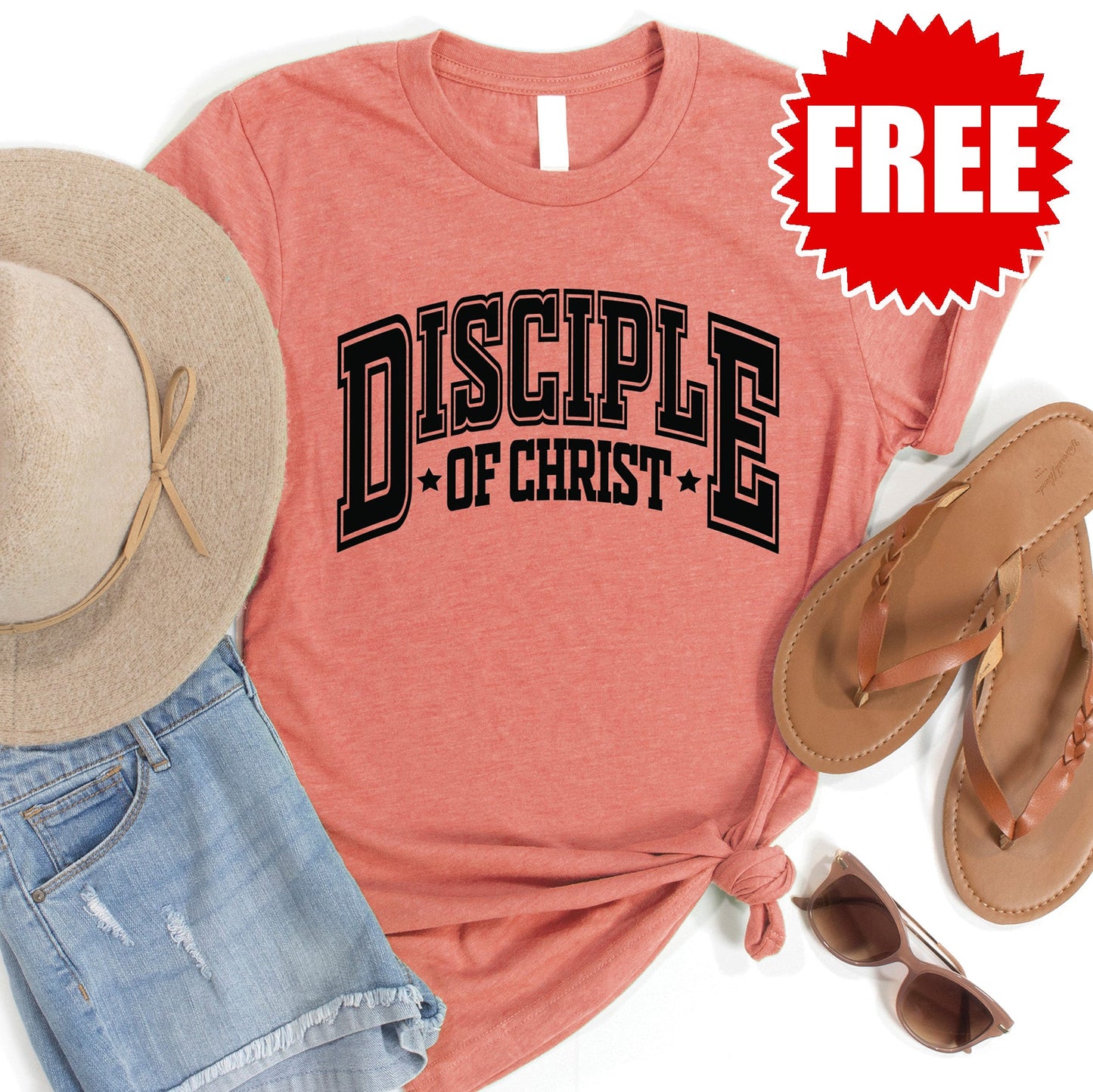 Disciple of Christ Tee - Heather Papaya - 0