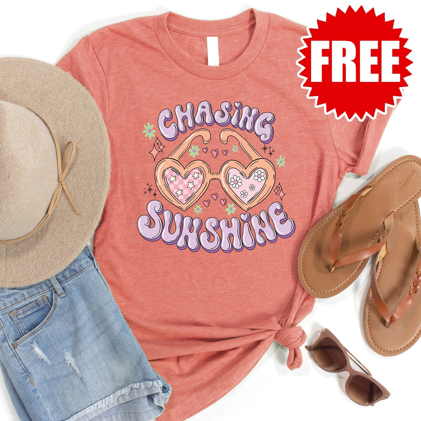 Chasing Sunshine Tee - Heather Papaya - 0
