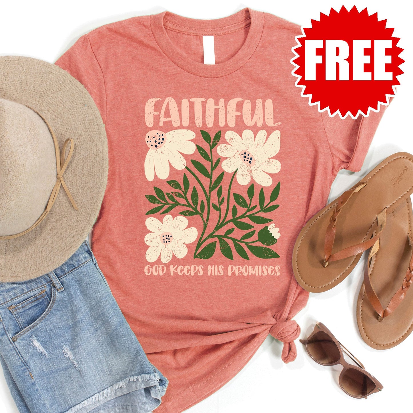 Faithful Tee - Heather Papaya - 0