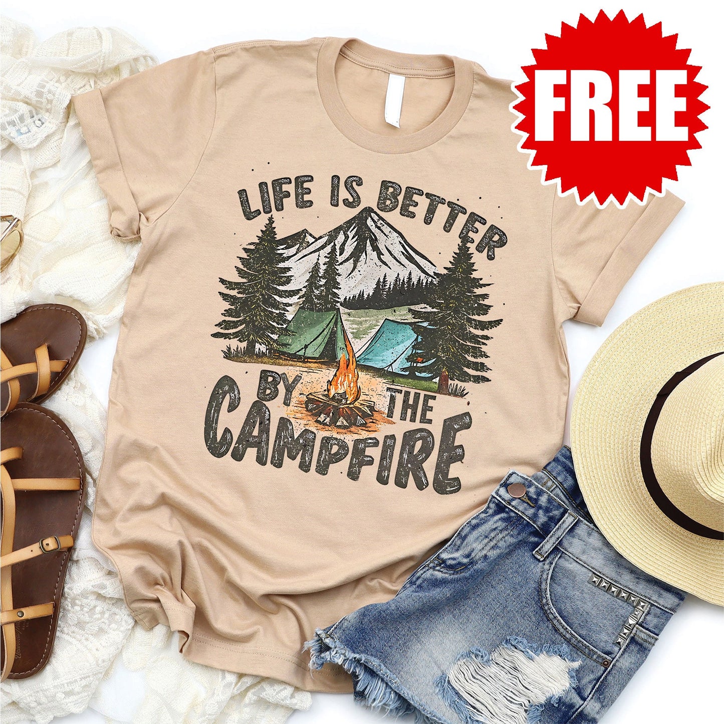 Life is Better Tee - Heather Sand Dune - 0