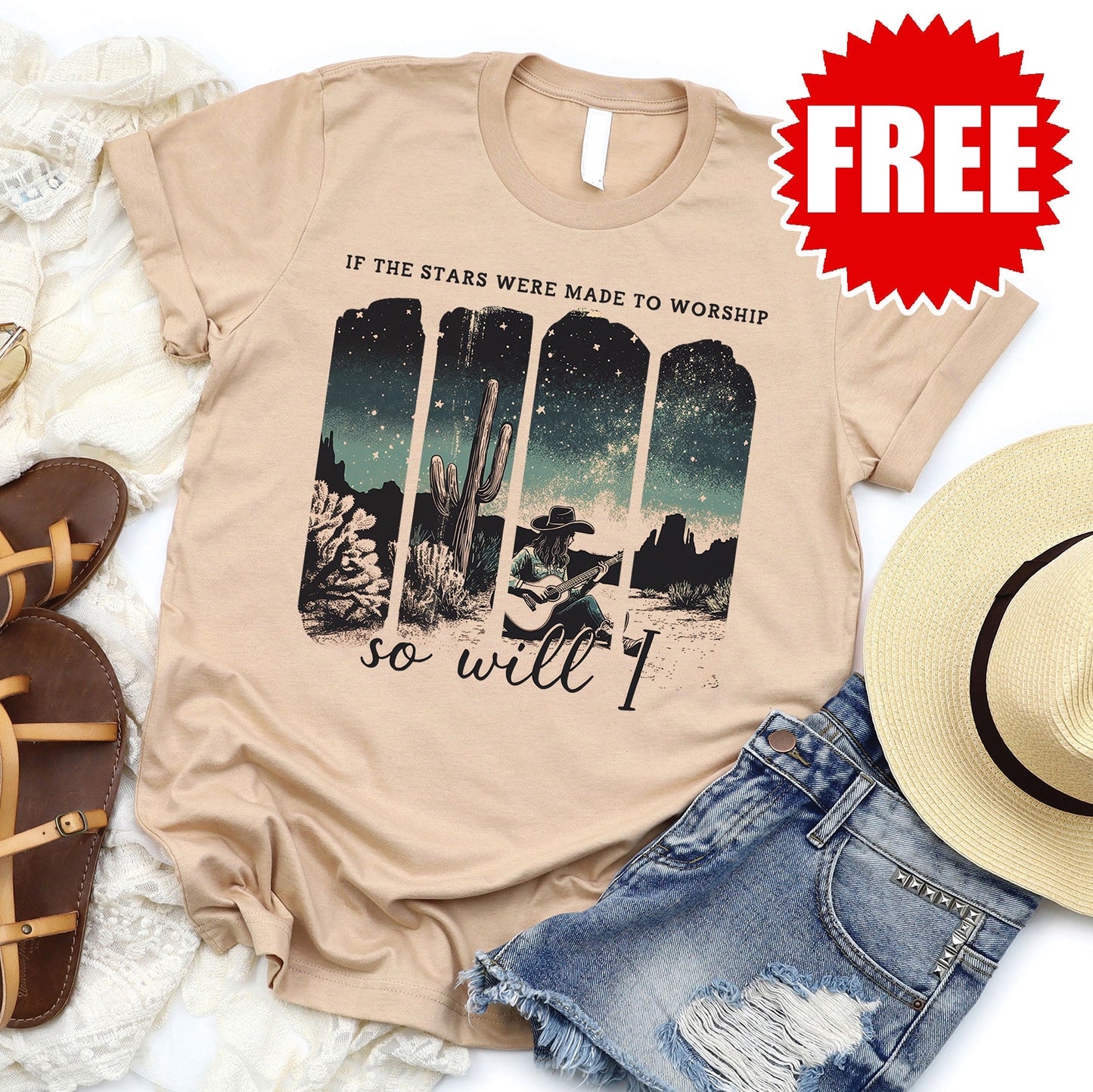 So Will I Western Tee - Heather Sand Dune - 0