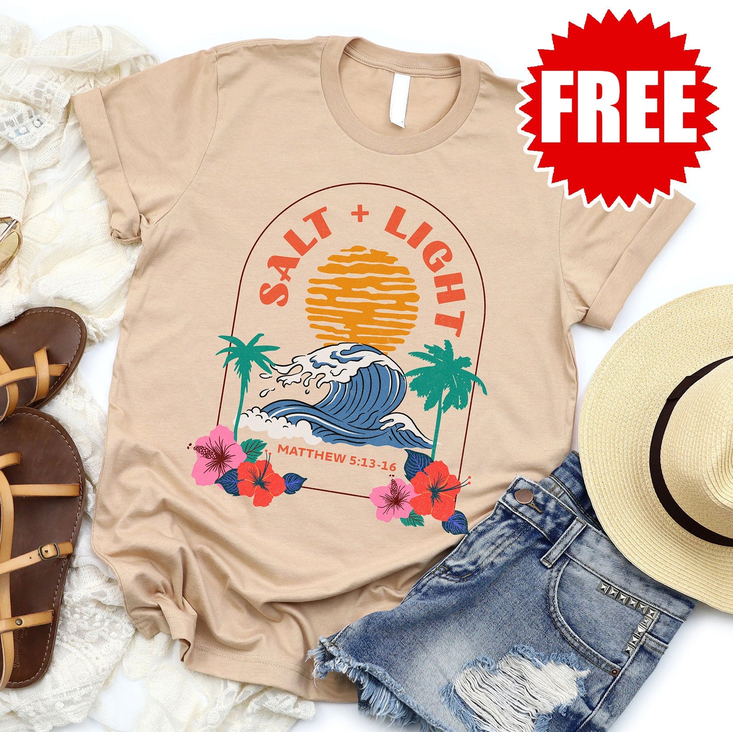 Salt And Light Tee - Heather Sand Dune - 0