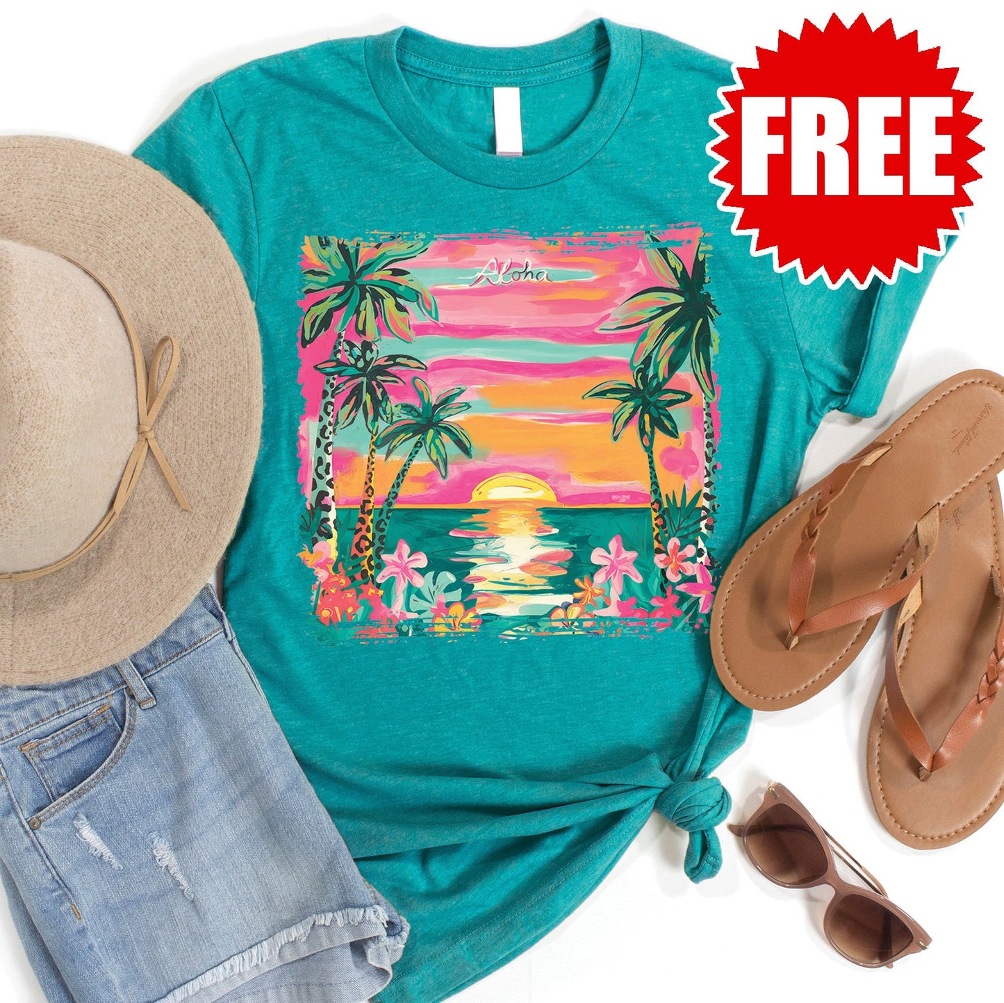 Aloha Tee - Heather Poolside - 0