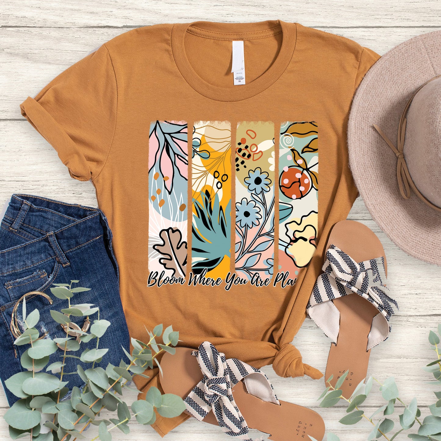 Bloom Where You Are Planted Tee - Heather Toast - 0