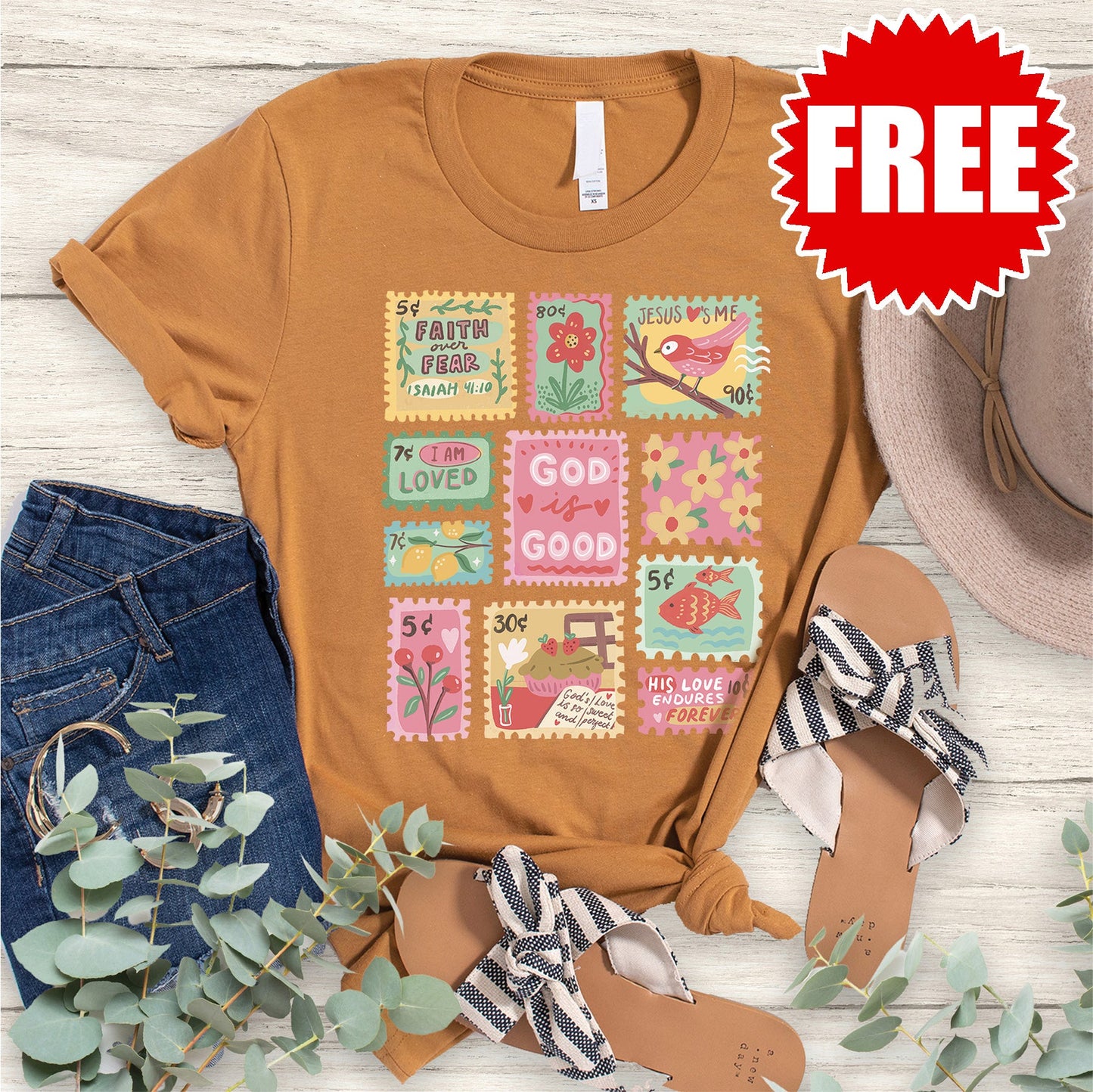 Post Stamps Tee - Heather Toast - 0