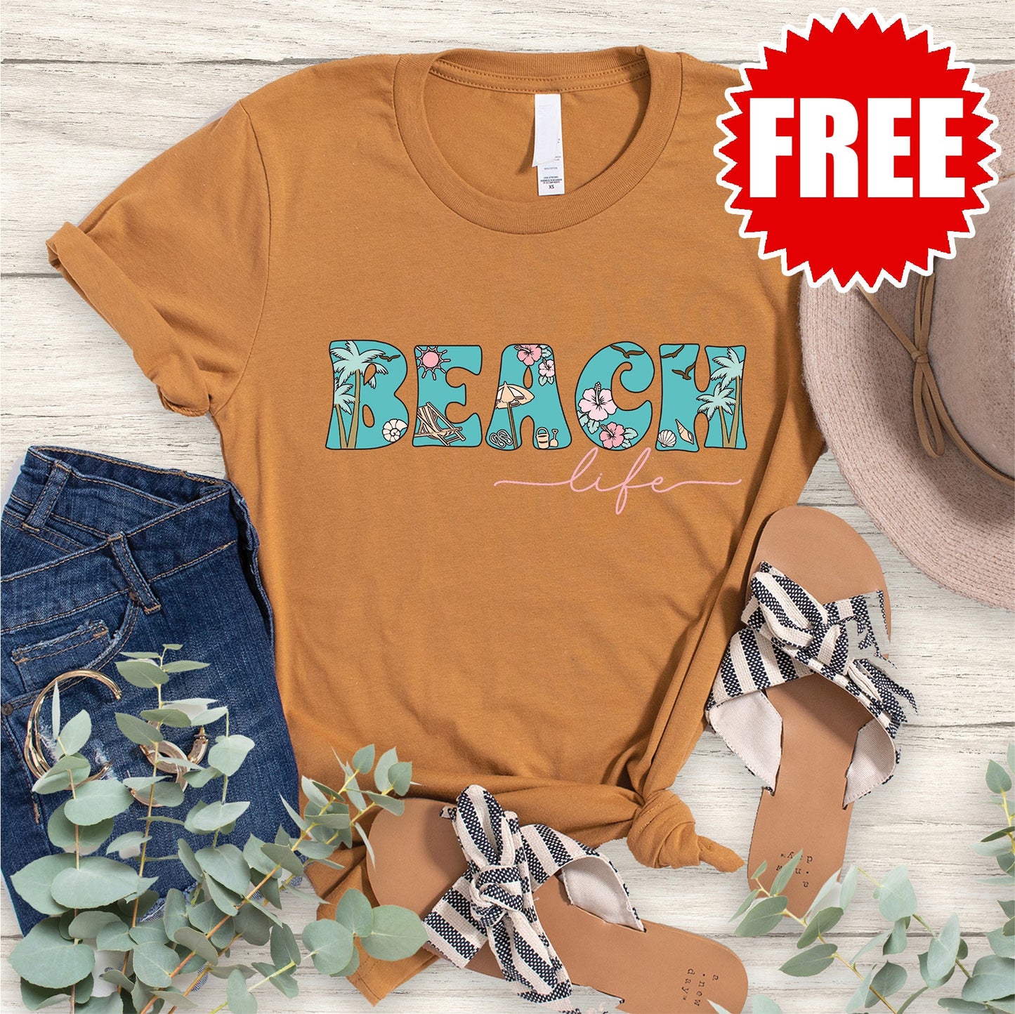 Beach Life Tee - Heather Toast - 0