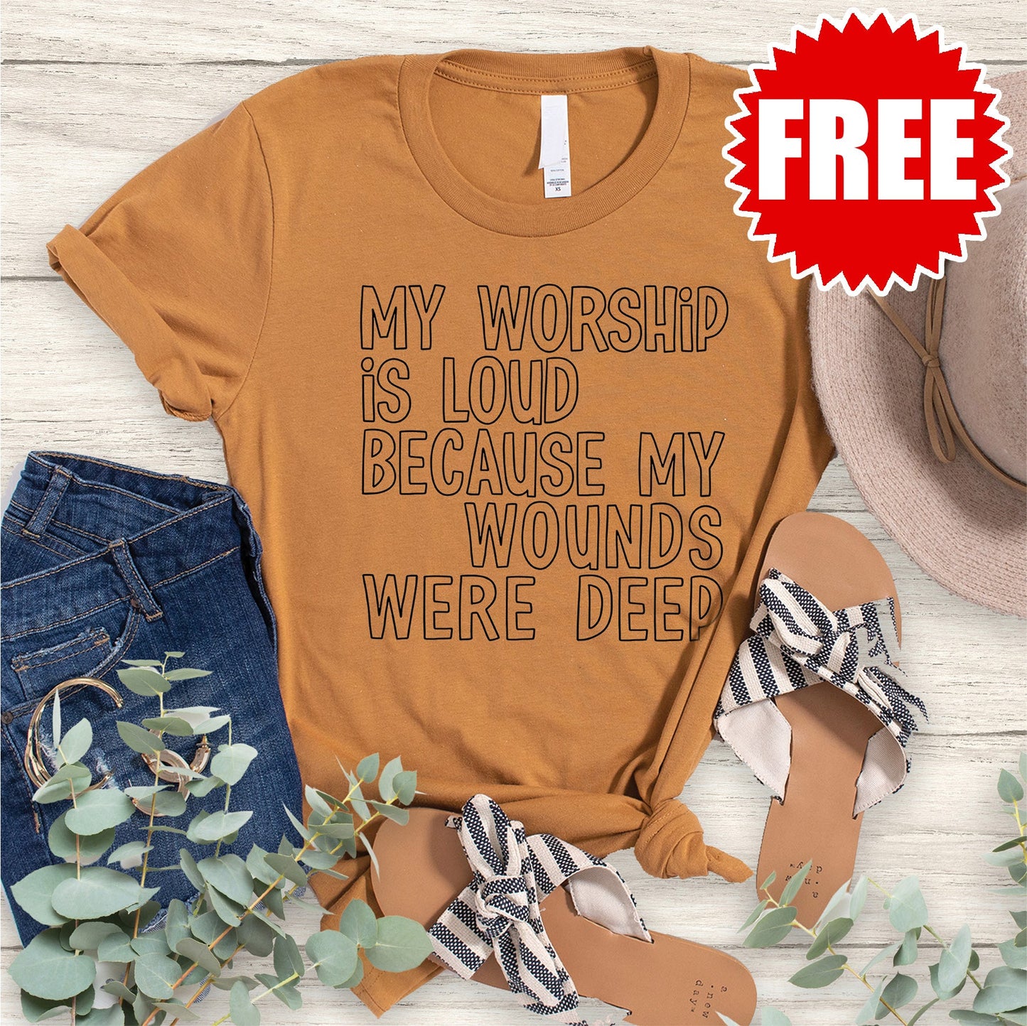 My Worship is Loud Tee - Heather Toast - 0