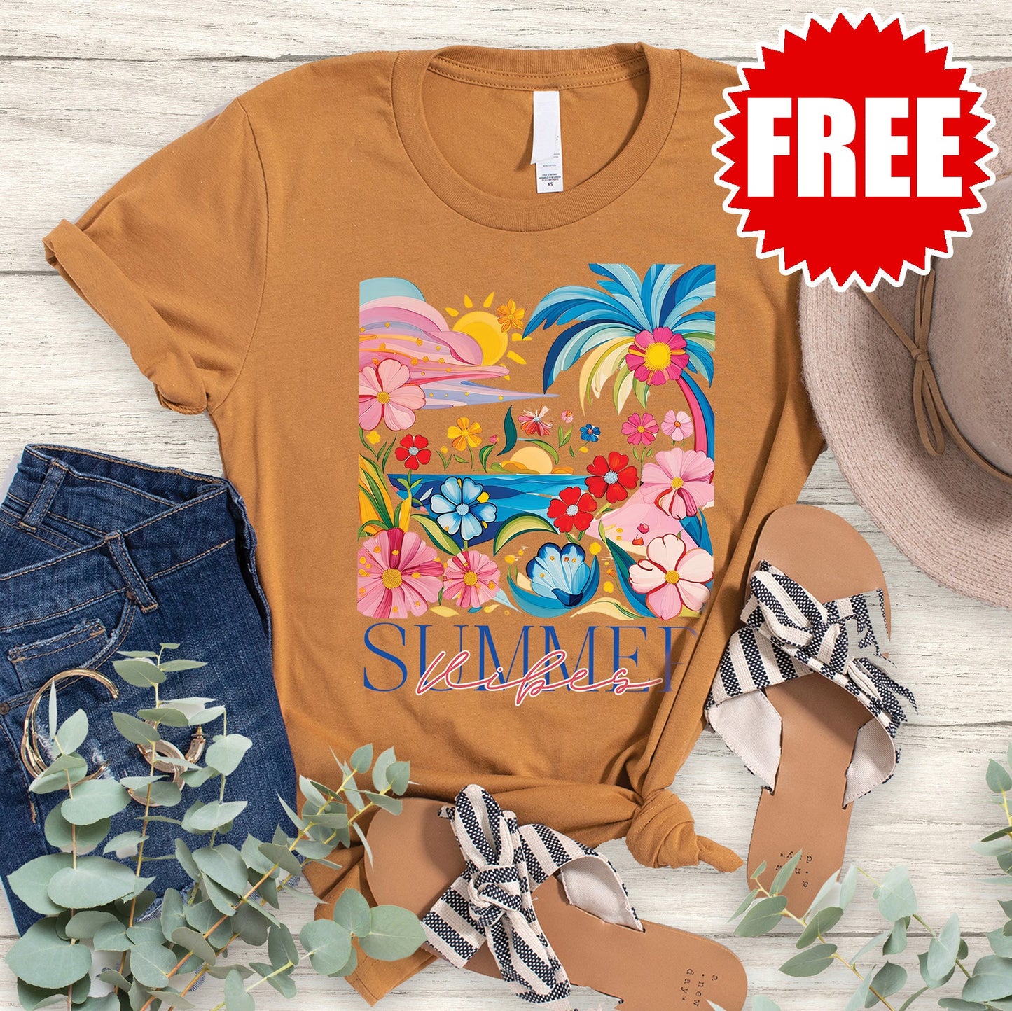 Summer Vibes Tee - Heather Toast - 0 Style001