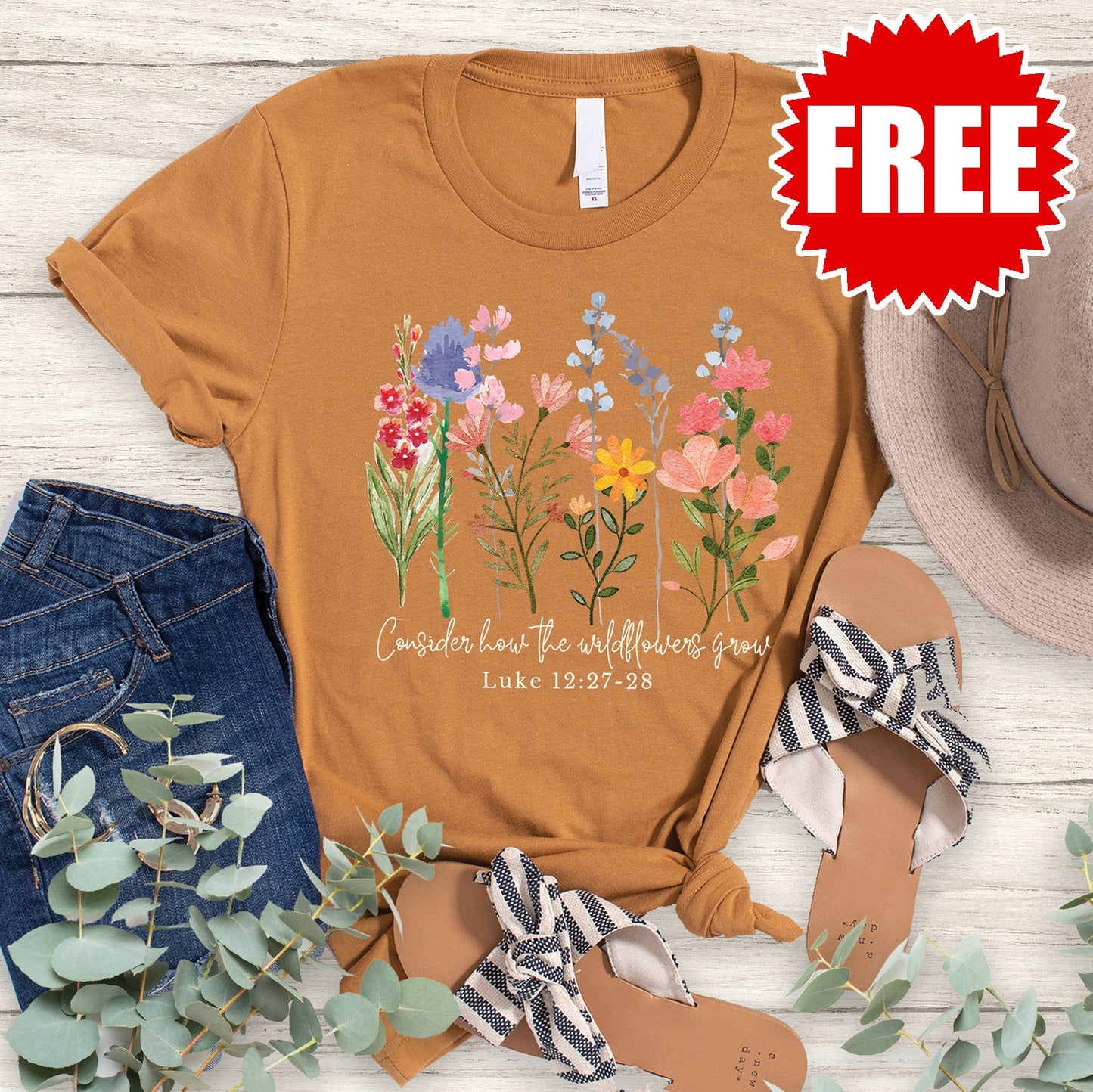 Wild Flowers Grow Tee - Heather Toast - 0
