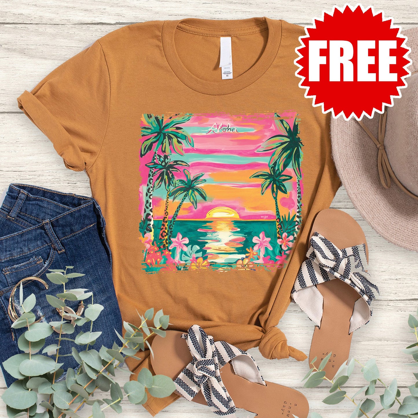 Aloha Tee - Heather Burnt Apricot - 0