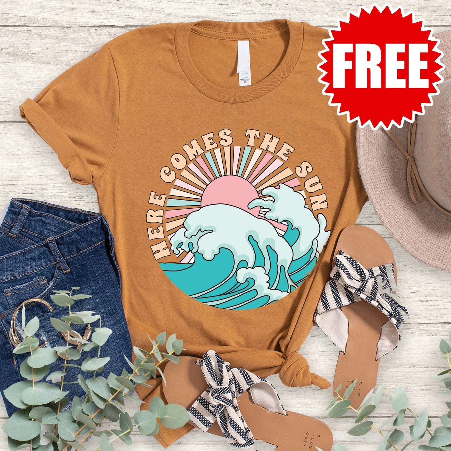 Here Comes the Sun Tee - Heather Toast - 0