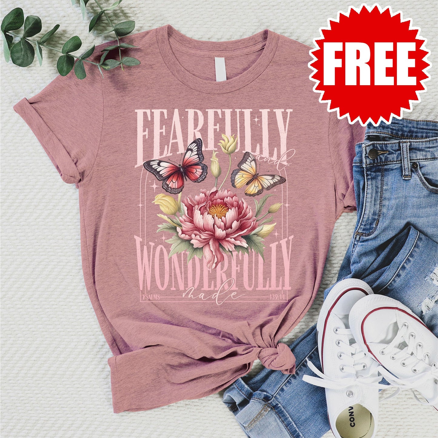 Fearfully and Wonderfully Butterflies Tee - Heather Zephyr - 0