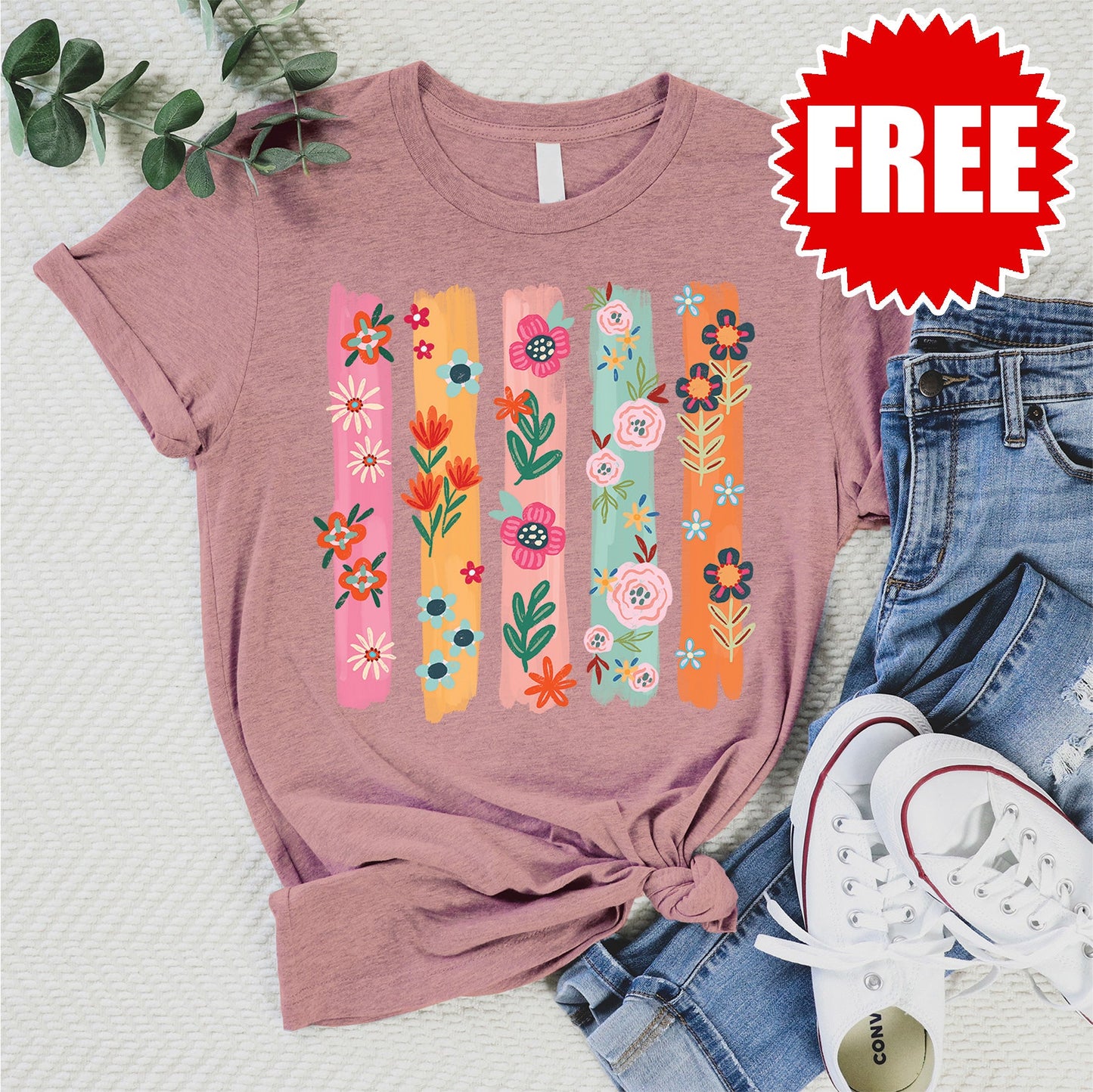 Doodle Flowers Tee - Heather Guava - 0