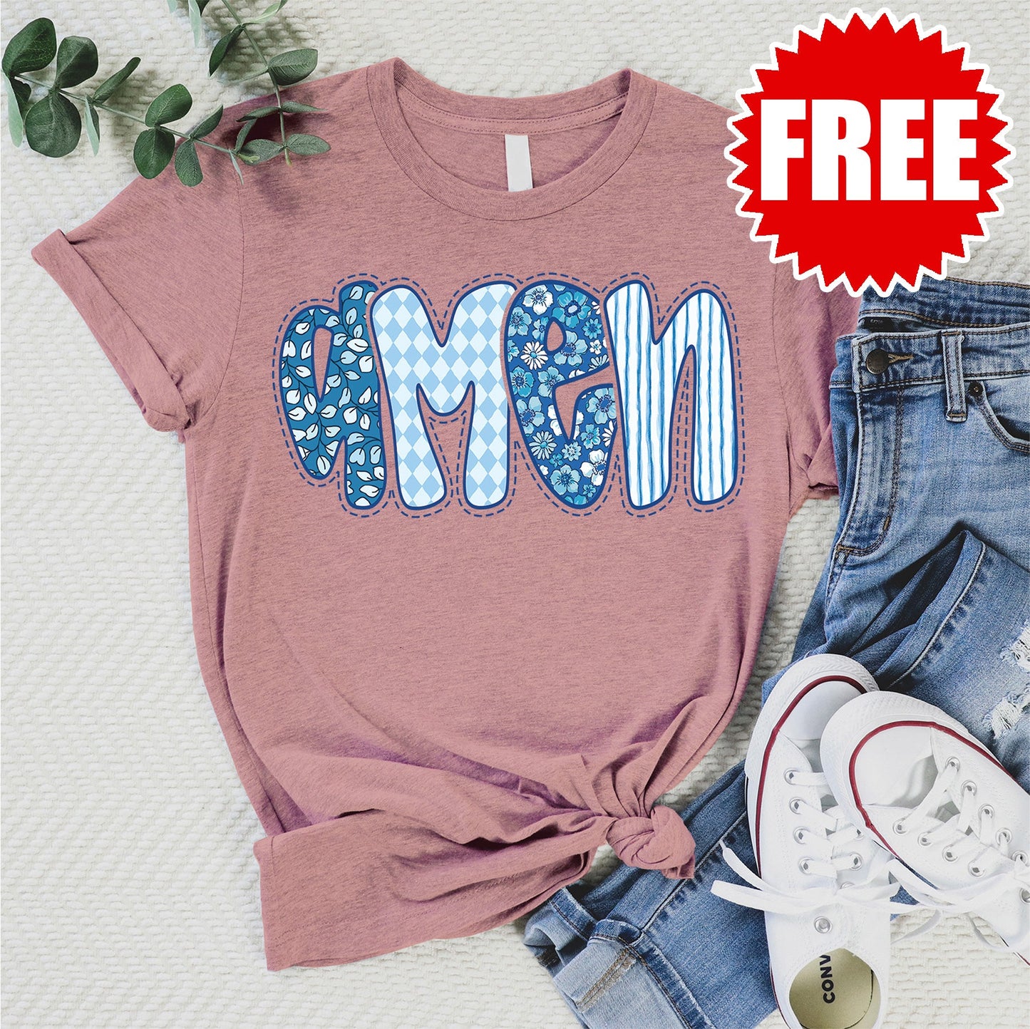 Amen Tee - Heather Zephyr - 0