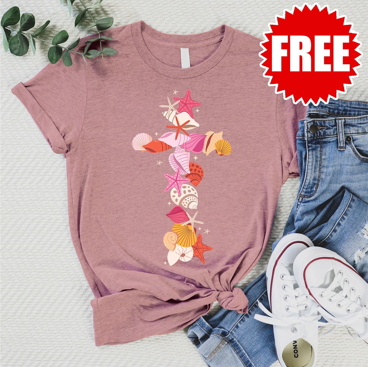 Shell Cross Tee - Heather Zephyr - 0