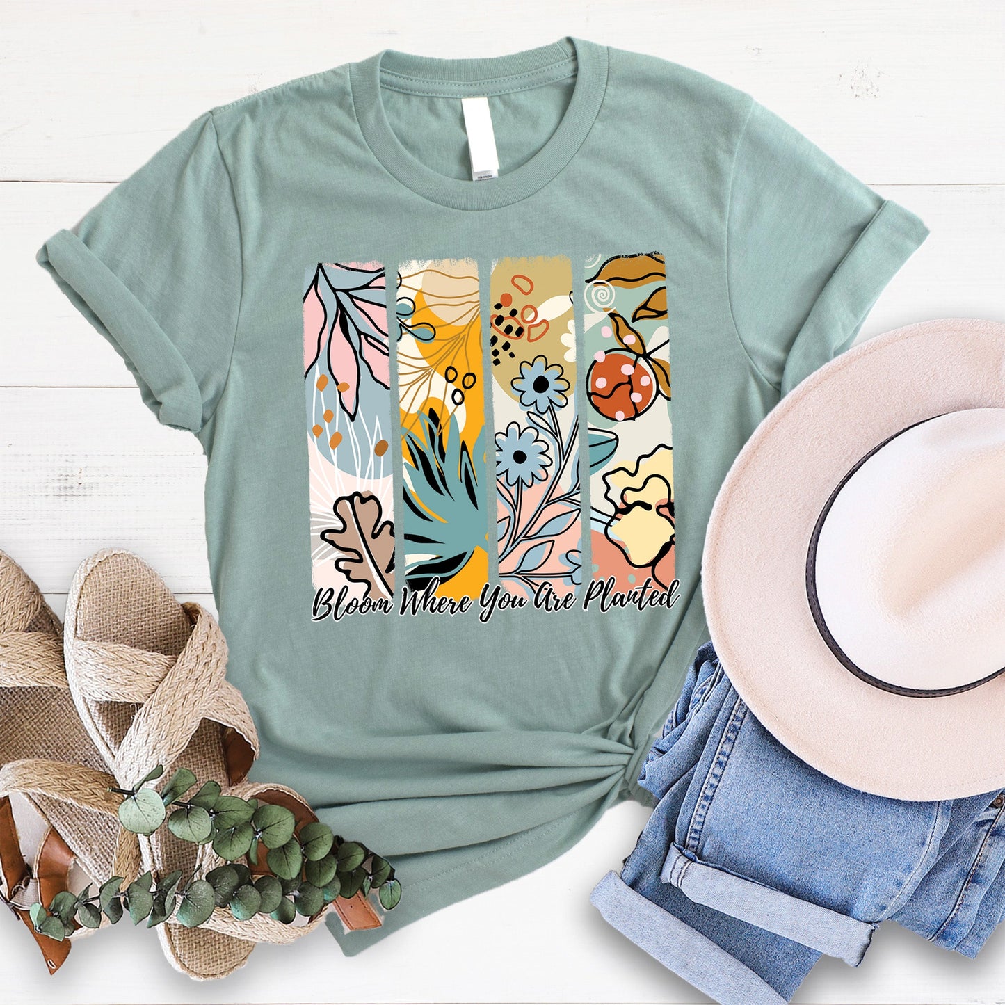 Bloom Where You Are Planted Tee - Heather Sage - 0