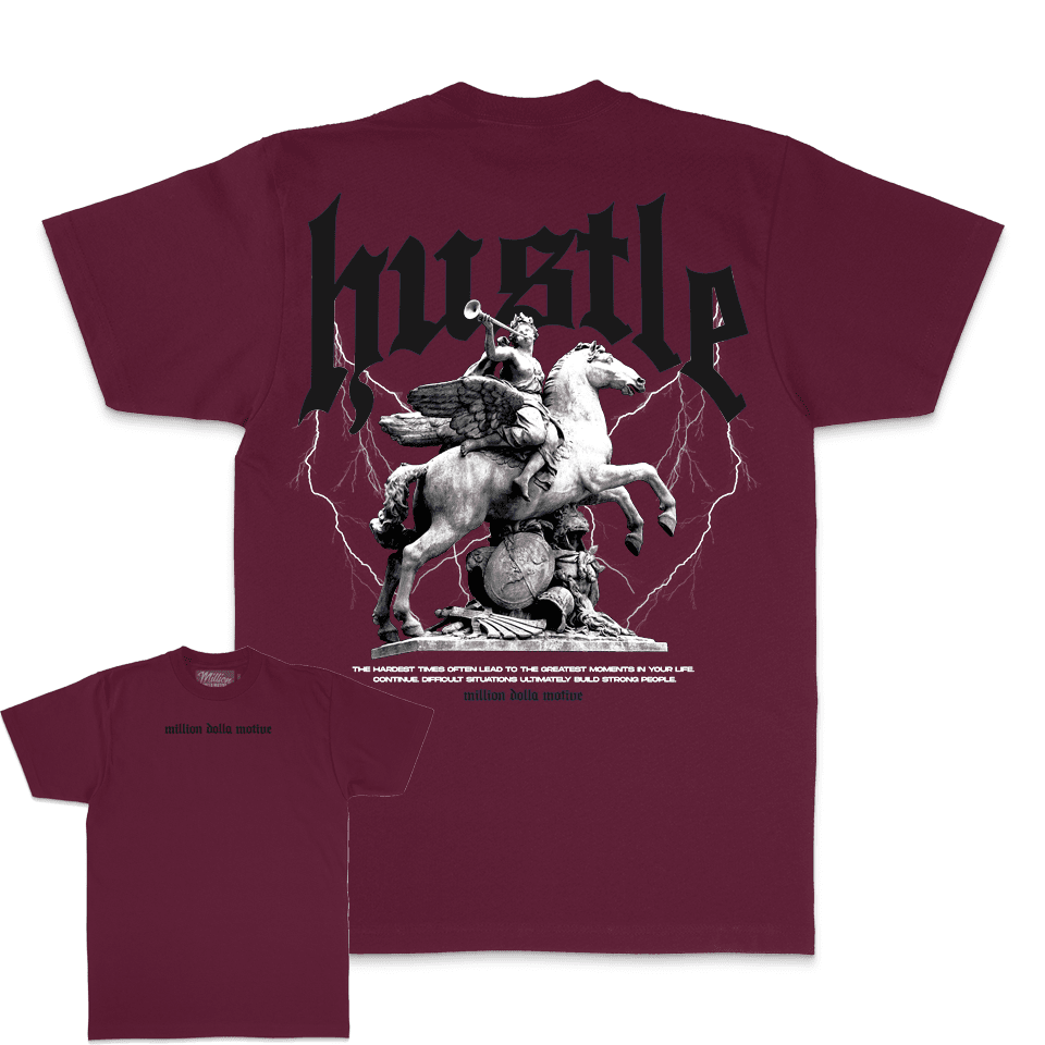 Hustle Builds Strong People - Maroon T-Shirt