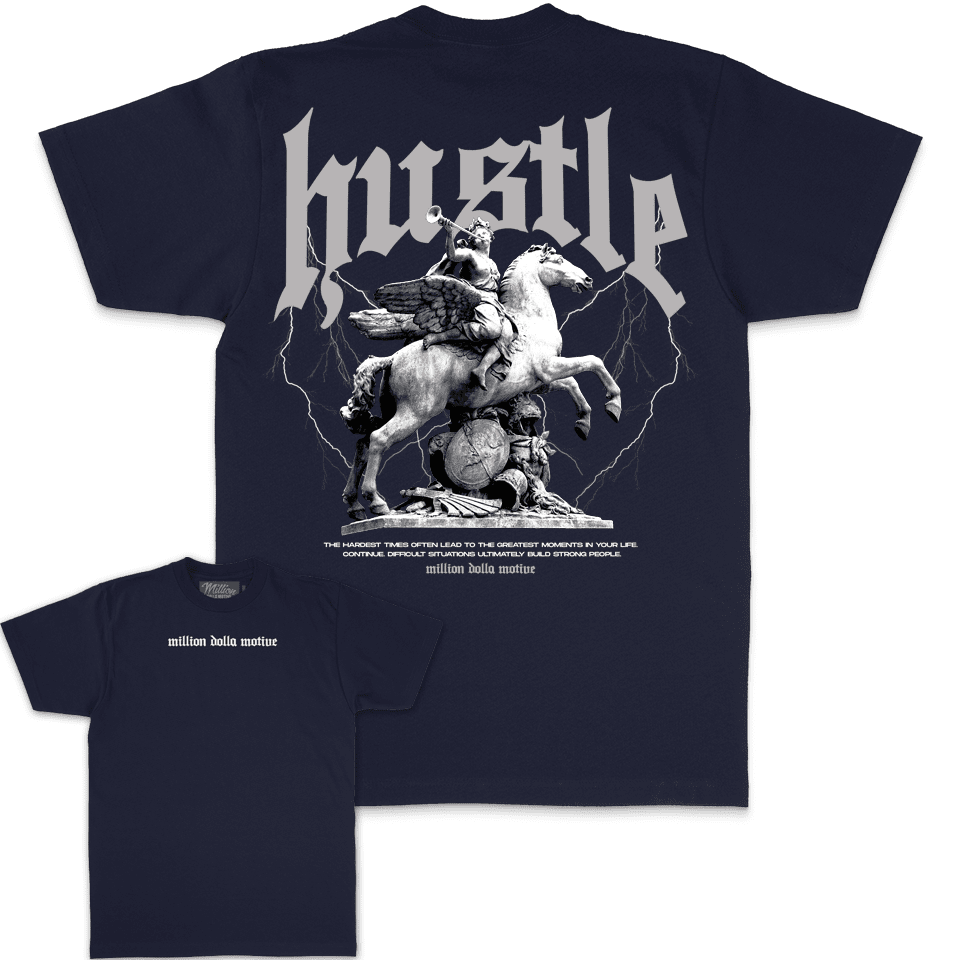 Hustle Builds Strong People - Navy T-Shirt