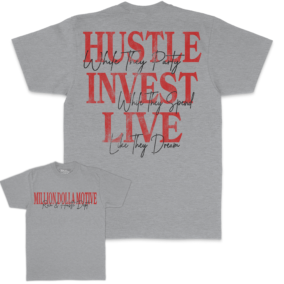 Hustle Invest Live - Heather Grey T-Shirt