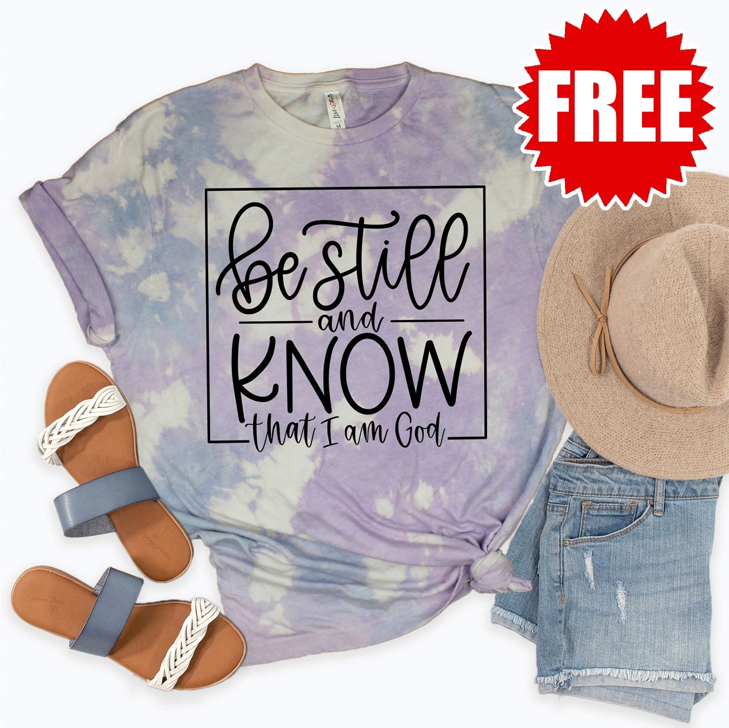 Be Still And Know Tee - Lavender Sky Tie Dye - 0
